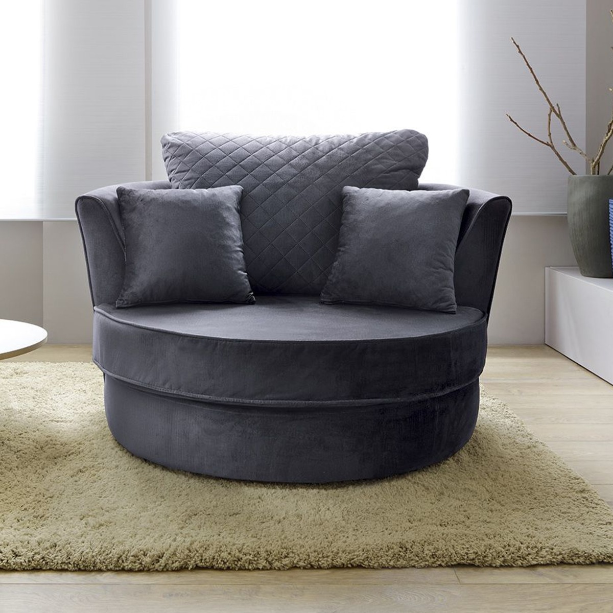 NIOMI Velvet Swivel Chair - Dark Grey