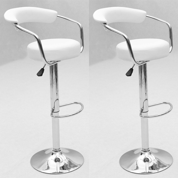 Rochdale Chrome Bar Stool Pair with Adjustable Features - White