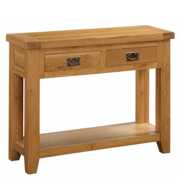 Wycombe Solid Oak 2 Drawer Console Table - Light Oak