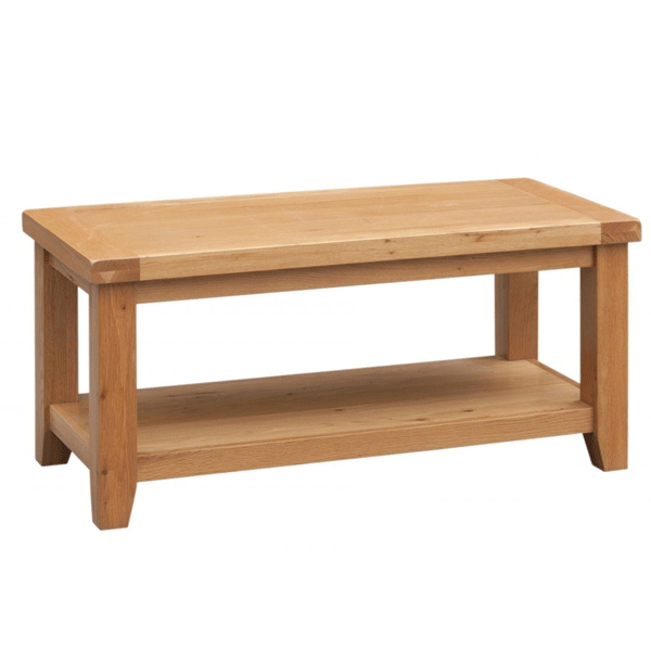 Eden Solid Oak Coffee Table with Shelf - Light Oak Finish