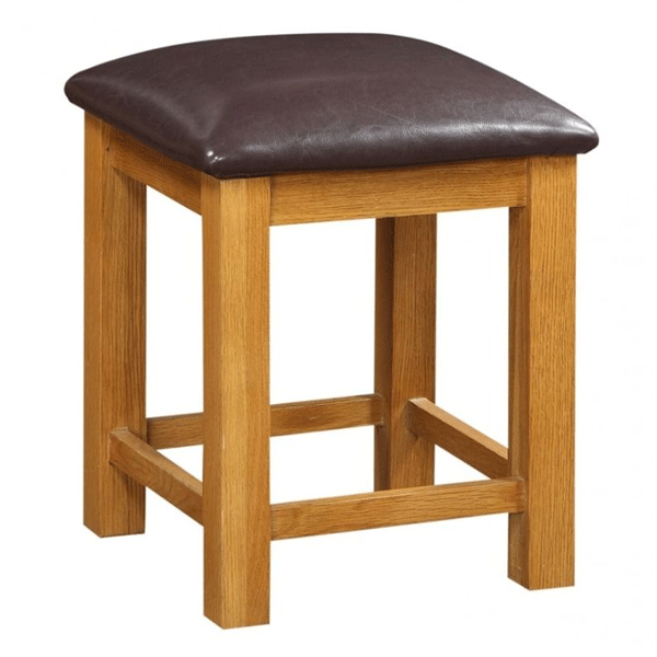 Wycombe Solid Oak Finish Dressing Table Seat Stool - Oak