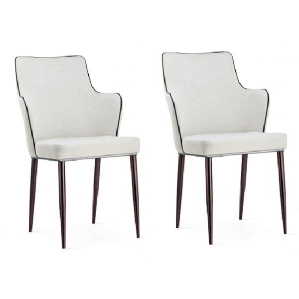 Torridge White PU Chairs with Black Edge - Set of 2