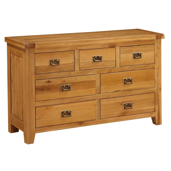 ALTONA Oak Finish Chest of Drawers - Large-sized, 7 Drawers