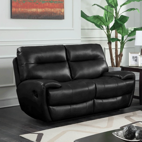 Dorchester 2 Seater Recliner Sofa in Leather Gel and PU - Black