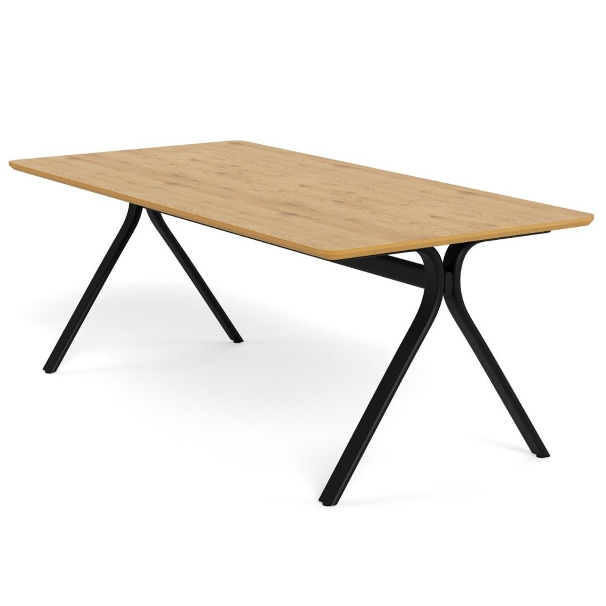 HAVEN Dining Table with Metal Base - Wild Oak