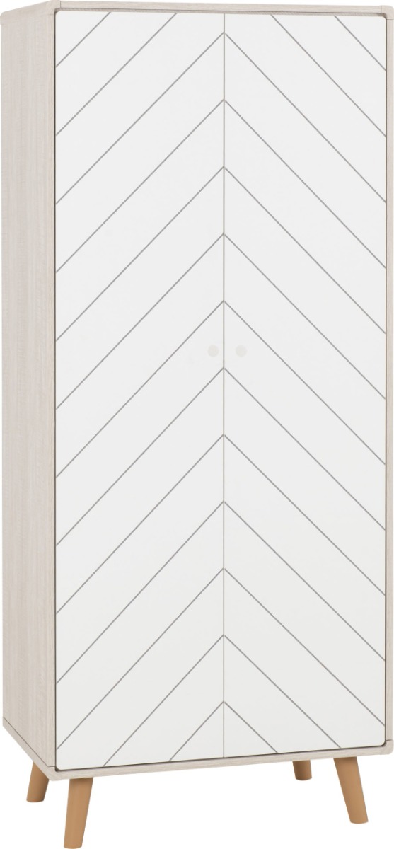 DERBY 2 Door Wardrobe Grey Oak and White - 78cm