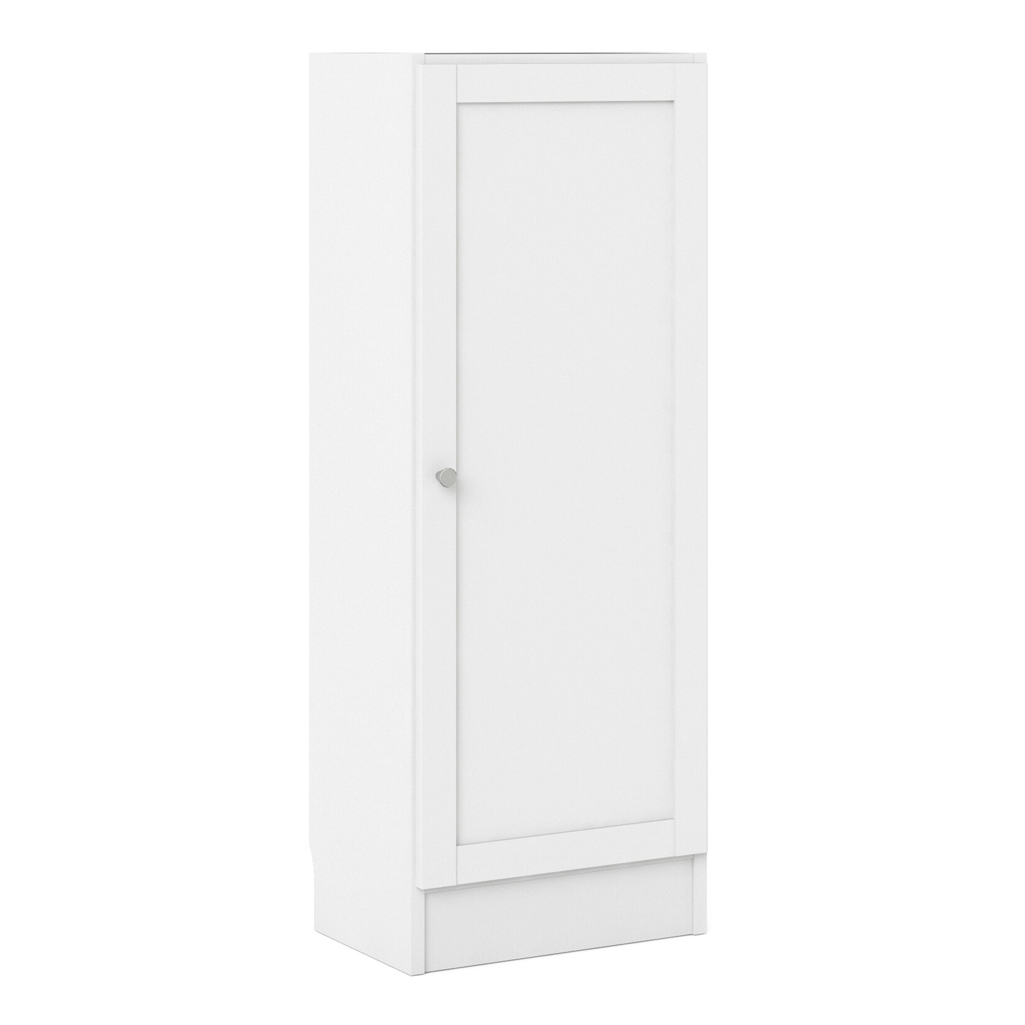 WRAYNE Low Narrow Bookcase Storage Cabinet with 2 Shelves and Door - White