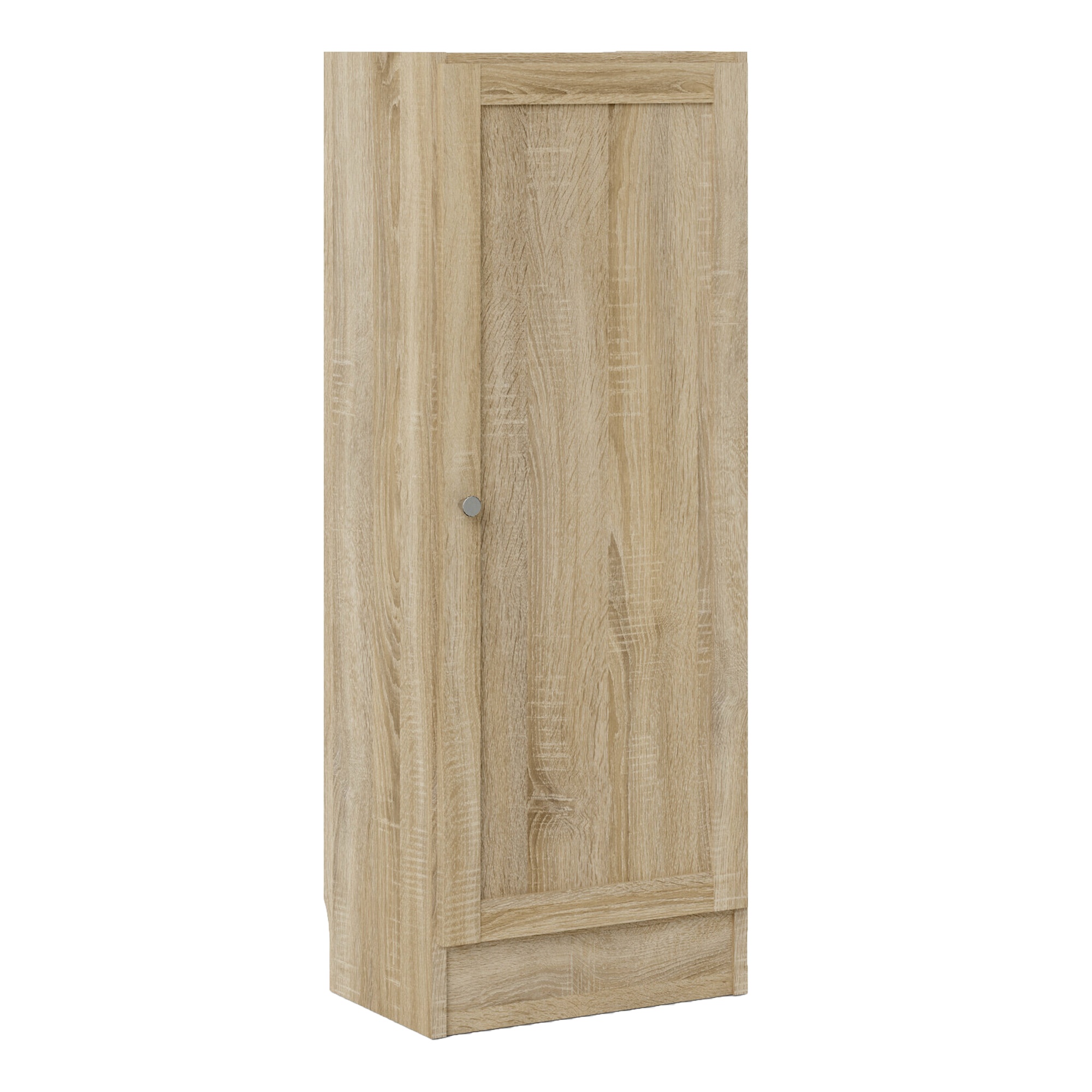 WRAYNE Low Narrow Bookcase Storage Cabinet with 2 Shelves and Door - Oak