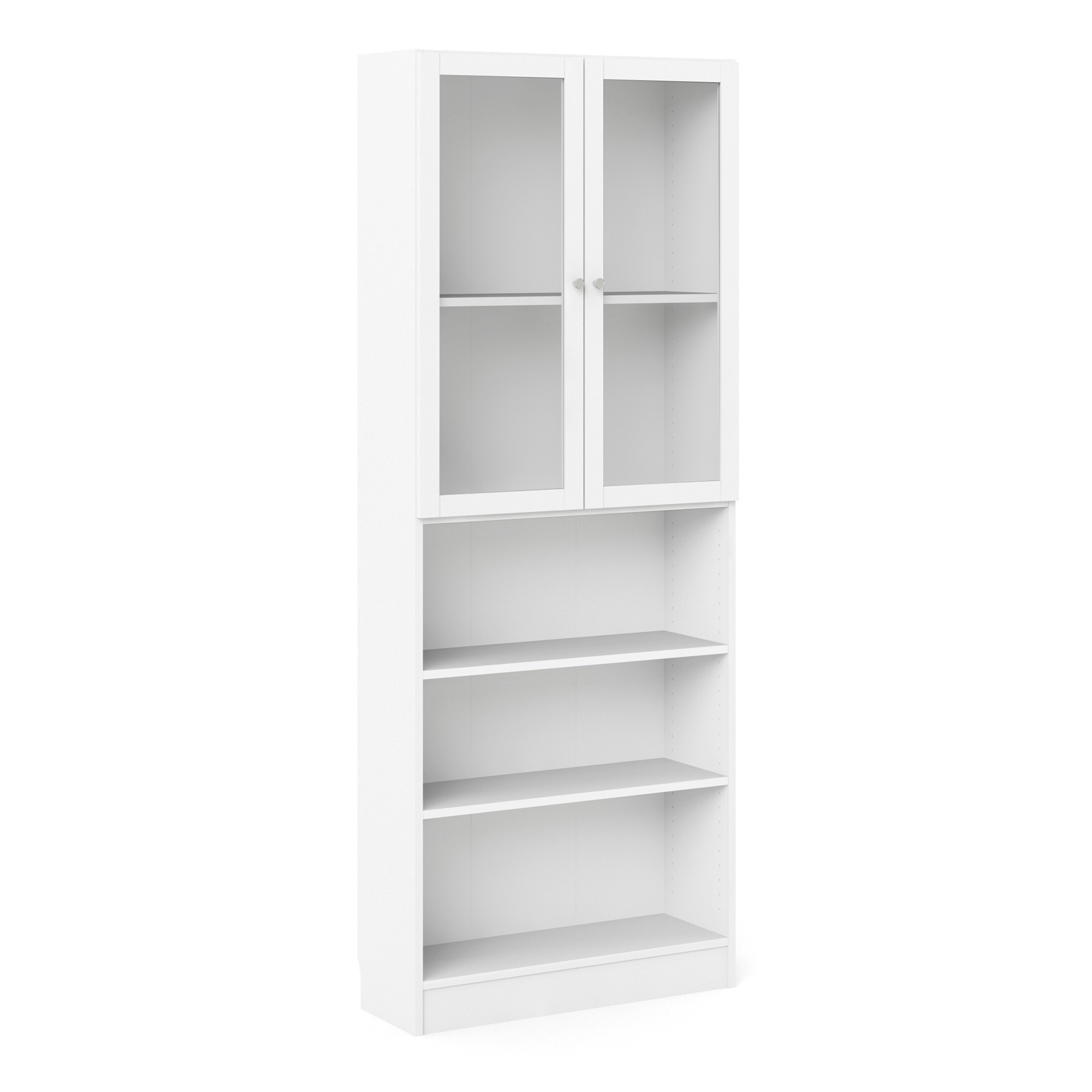 WRAYNE Tall Wide Display Cabinet with 4 Shelves and 2 Glass Doors - White