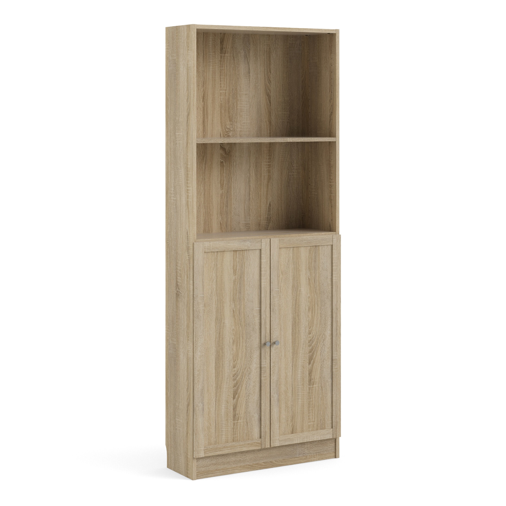 WRAYNE Tall Wide Display Cabinet Combination Storage with 4 Shelves and 2 Doors - Oak