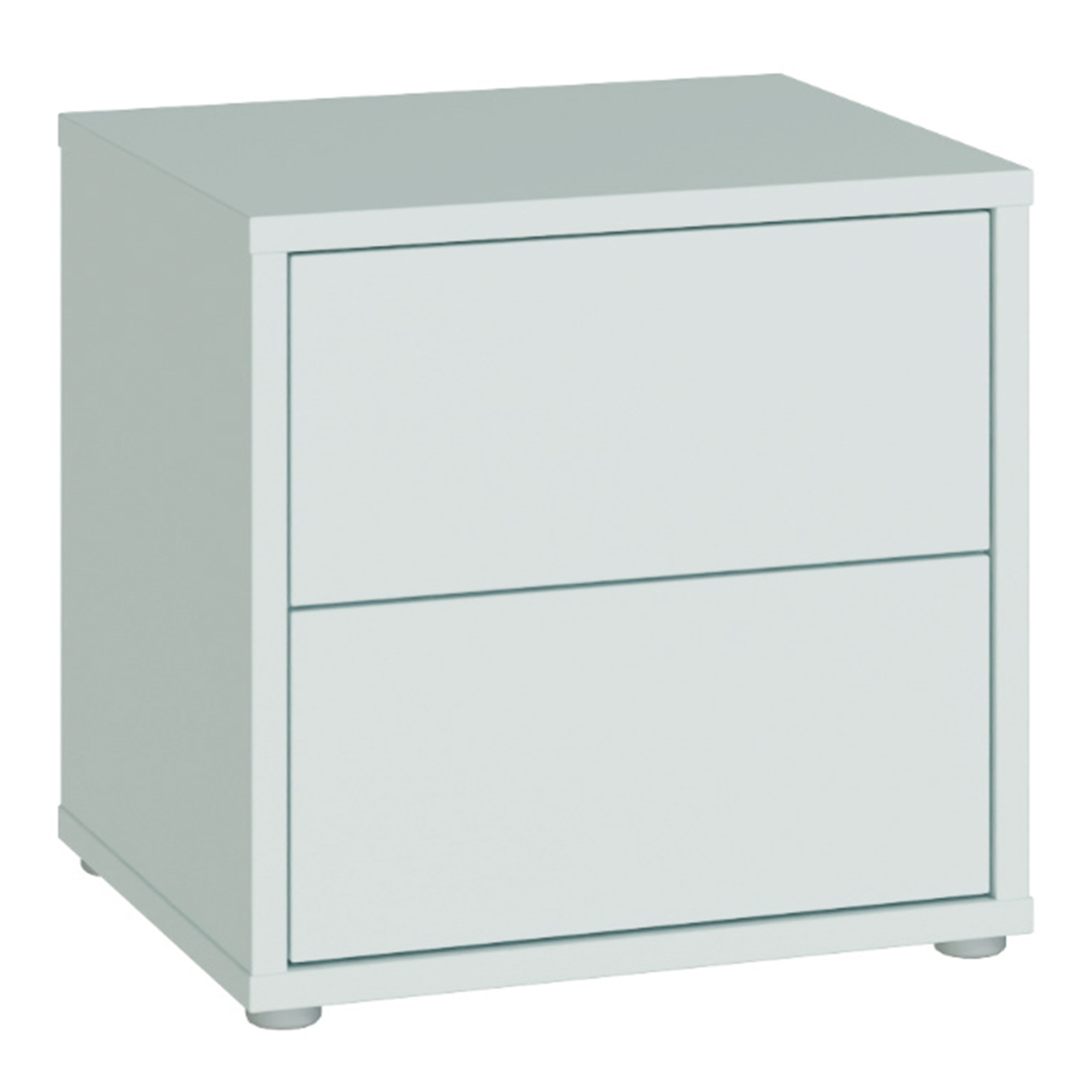 AVELINE Low Bedside Table Cabinet with 2 Push to Open Drawers - Light Grey