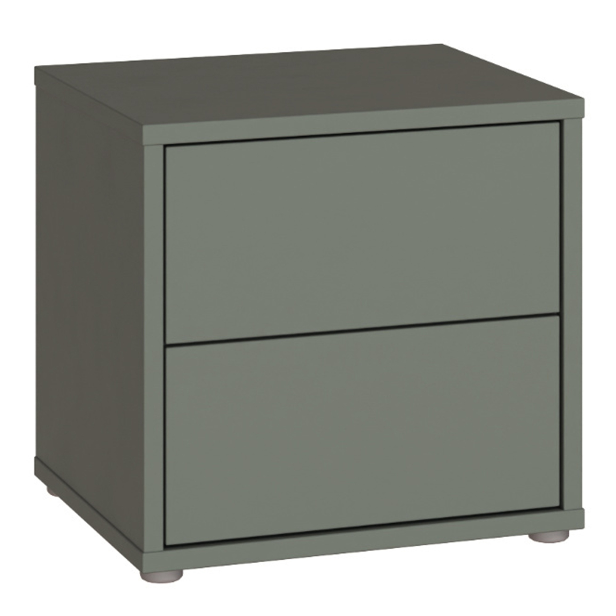 AVELINE Low Bedside Table Cabinet with 2 Push to Open Drawers - Sage Green