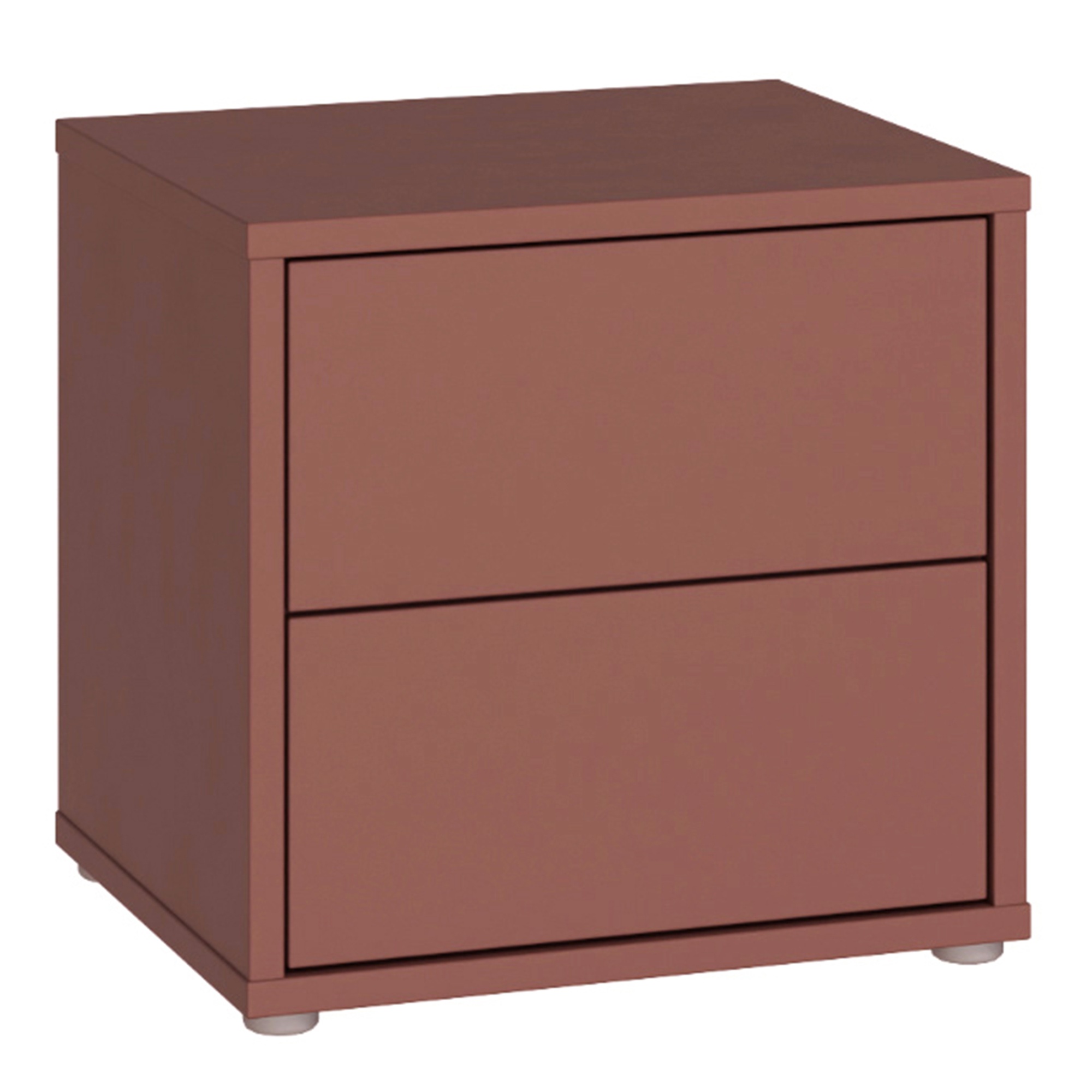 AVELINE Low Bedside Table Cabinet with 2 Push to Open Drawers - Terracotta