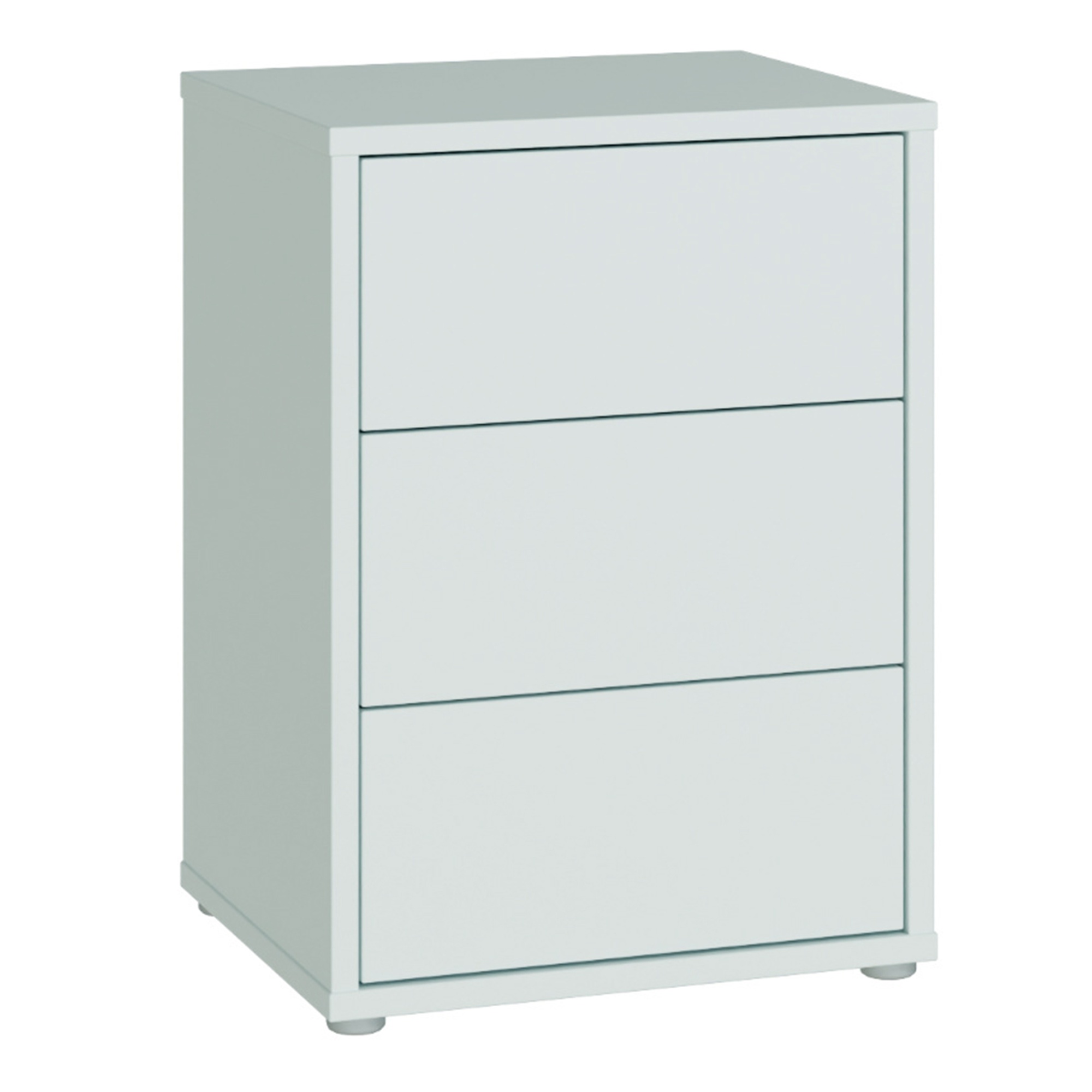 AVELINE Bedside Table Cabinet with 3 Push to Open Drawers - Light Grey