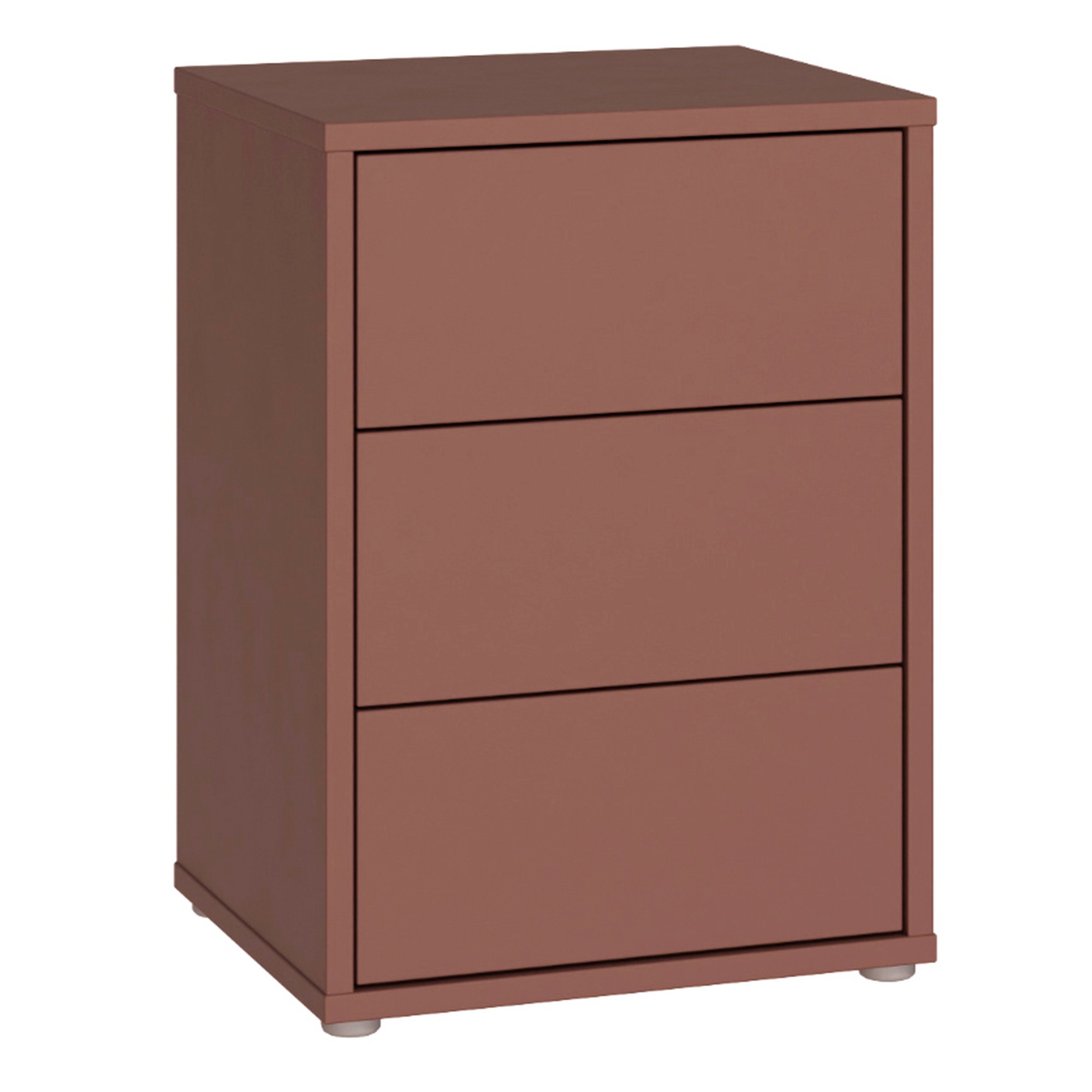 AVELINE Bedside Table Cabinet with 3 Push to Open Drawers - Terracotta