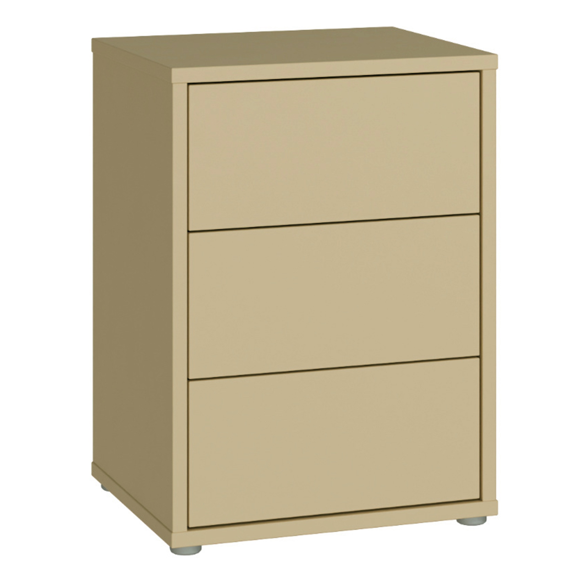 AVELINE Bedside Table Cabinet with 3 Push to Open Drawers - Butter Yellow