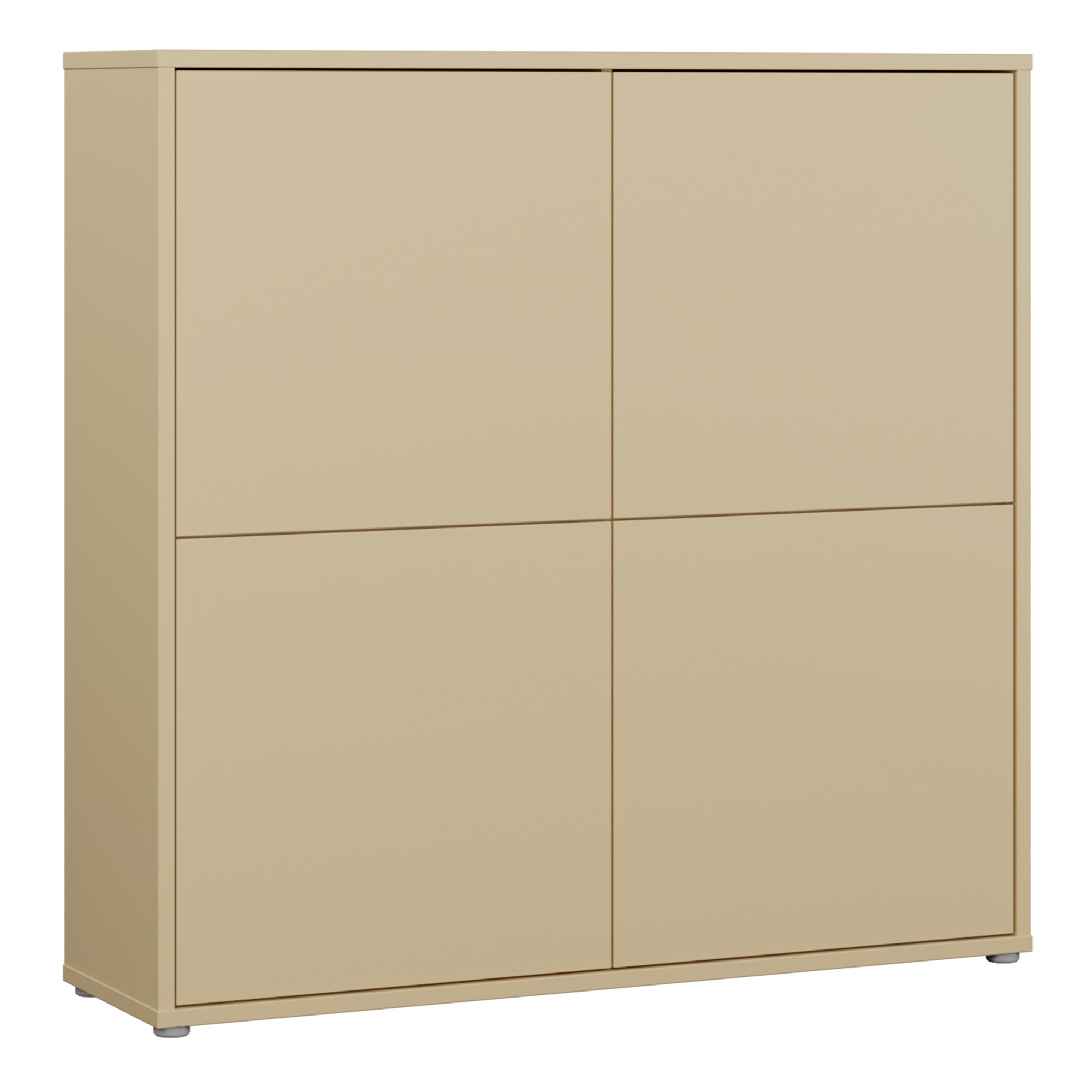 AVELINE 4 Door Large Sideboard Storage Cabinet with Push to Open Doors - Butter Yellow