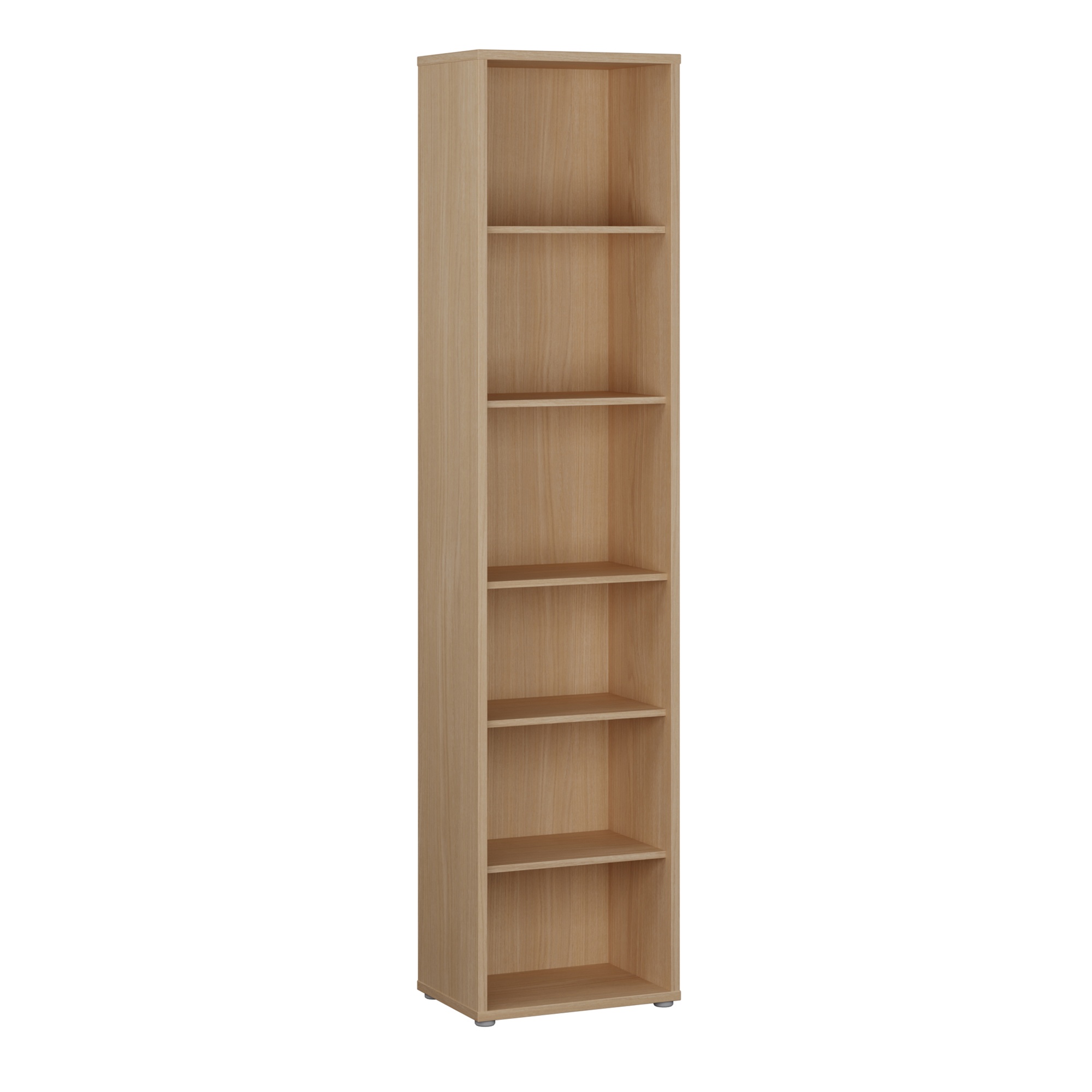 AVELINE Tall Narrow Bookcase with 5 Shelves - Elegancia Oak