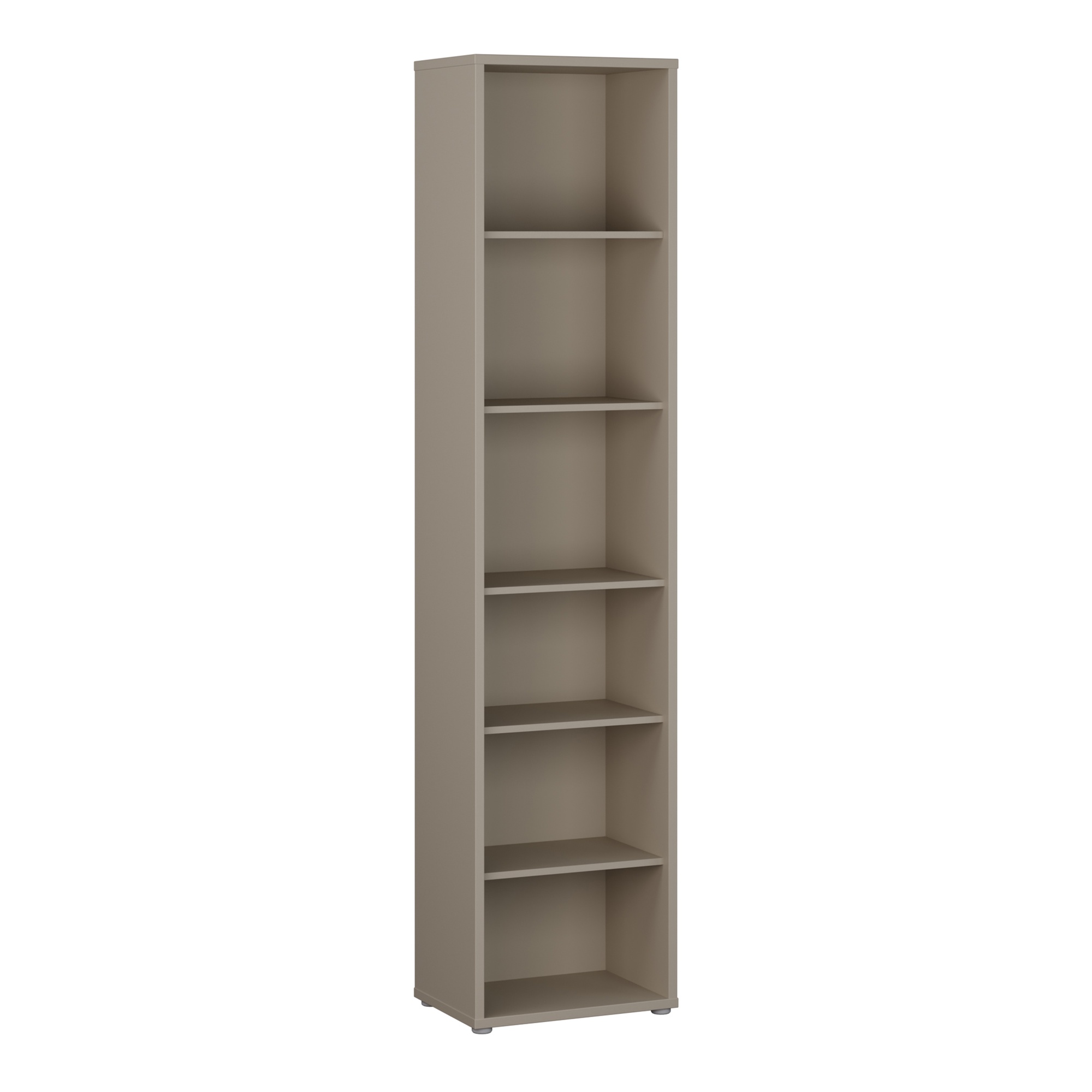 AVELINE Tall Narrow Bookcase with 5 Shelves - Taupe