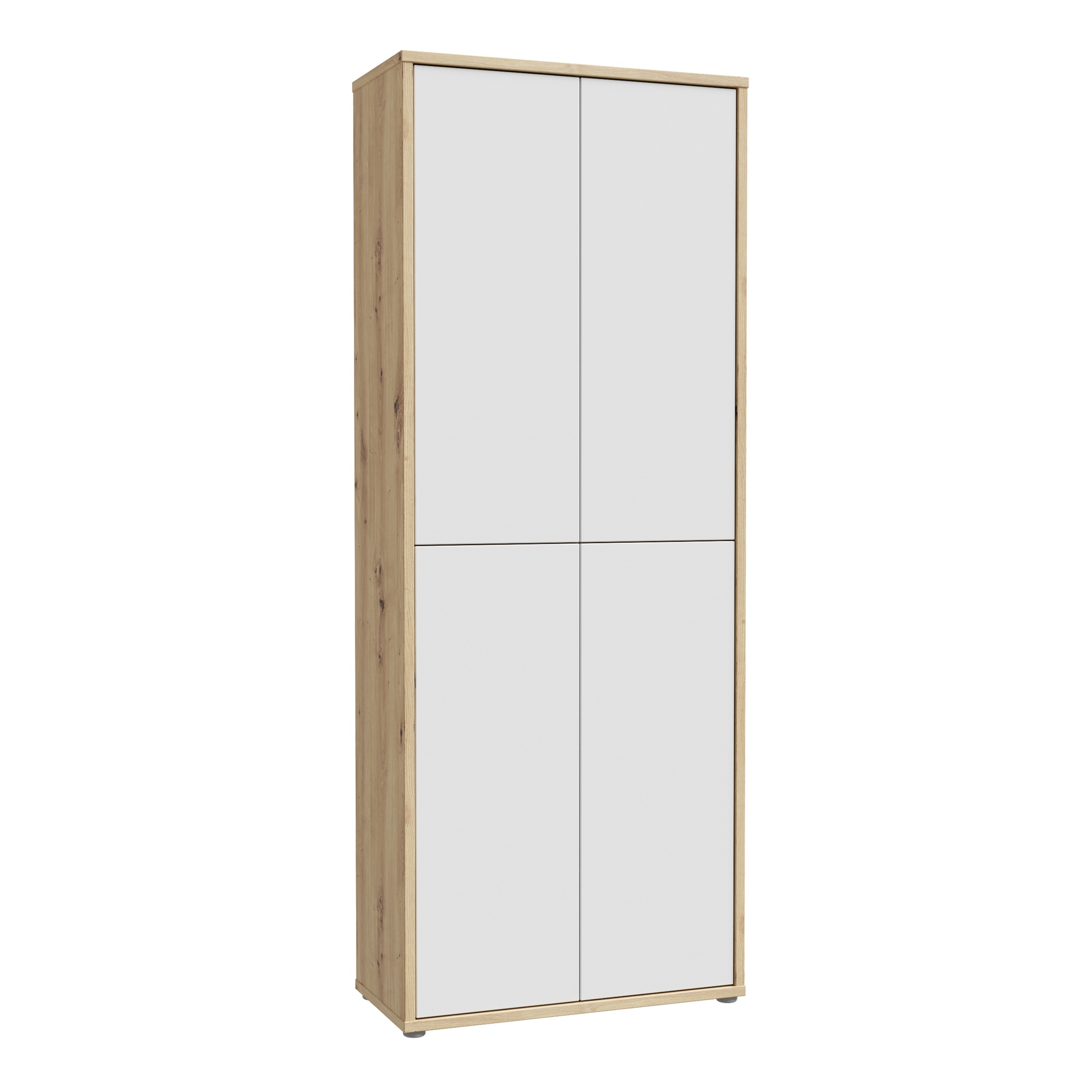 AVELINE Storage Cabinet with 4 Push to Open Doors - Artisan Oak with Light Grey