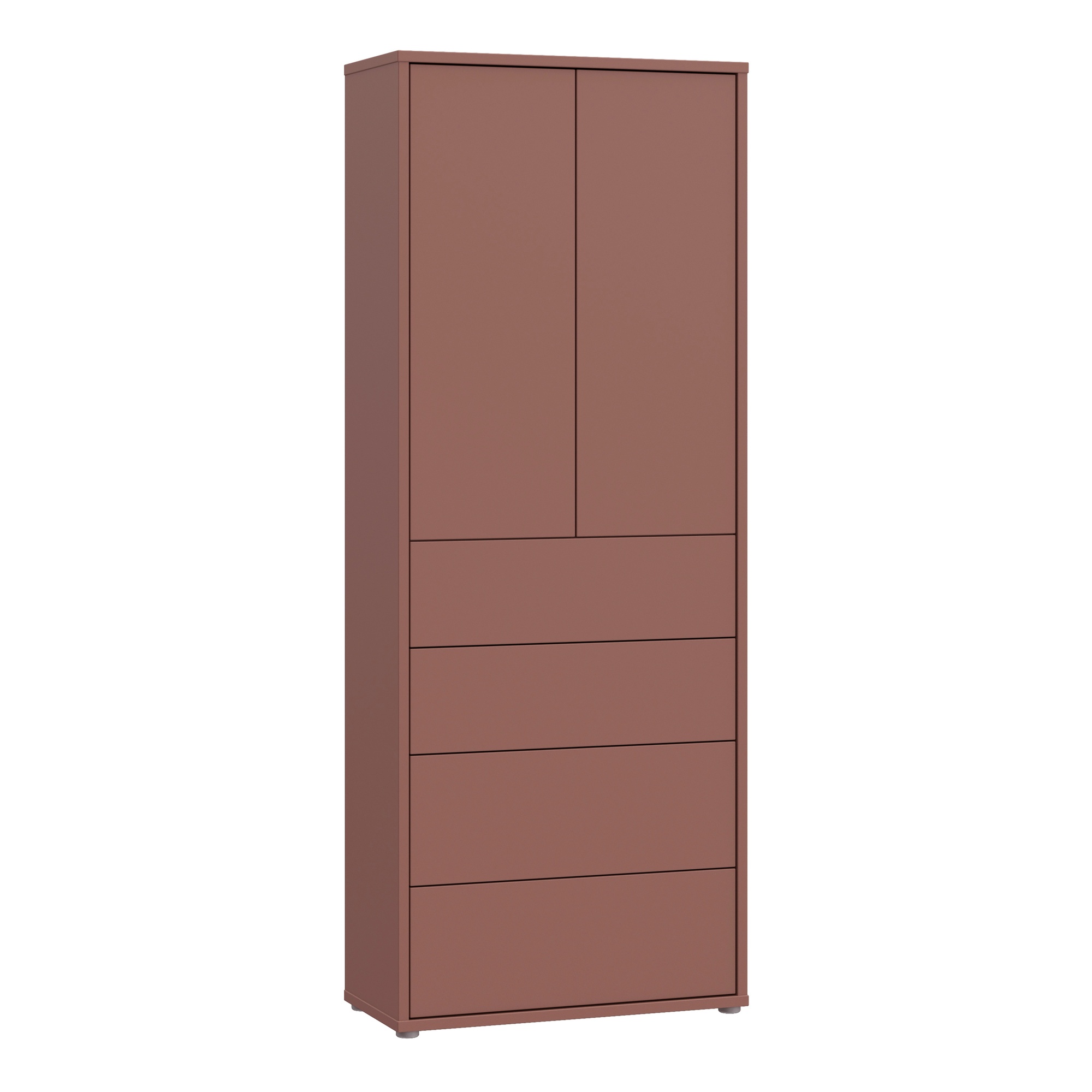 AVELINE Tall Storage Cabinet with Doors and 4 Drawers Push to Open - Terracotta
