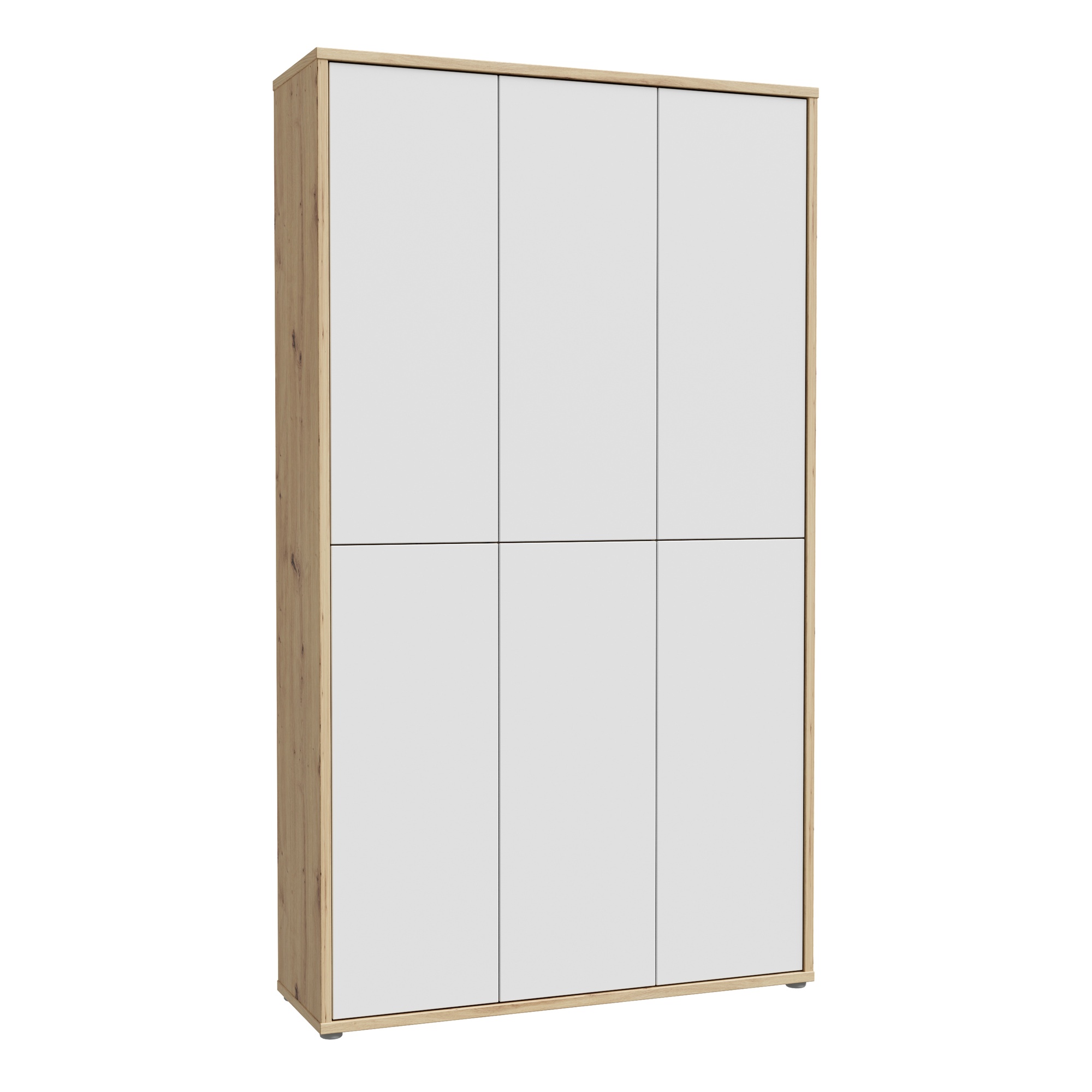 AVELINE Storage Cabinet with 6 Push to Open Doors - Artisan Oak with Light Grey