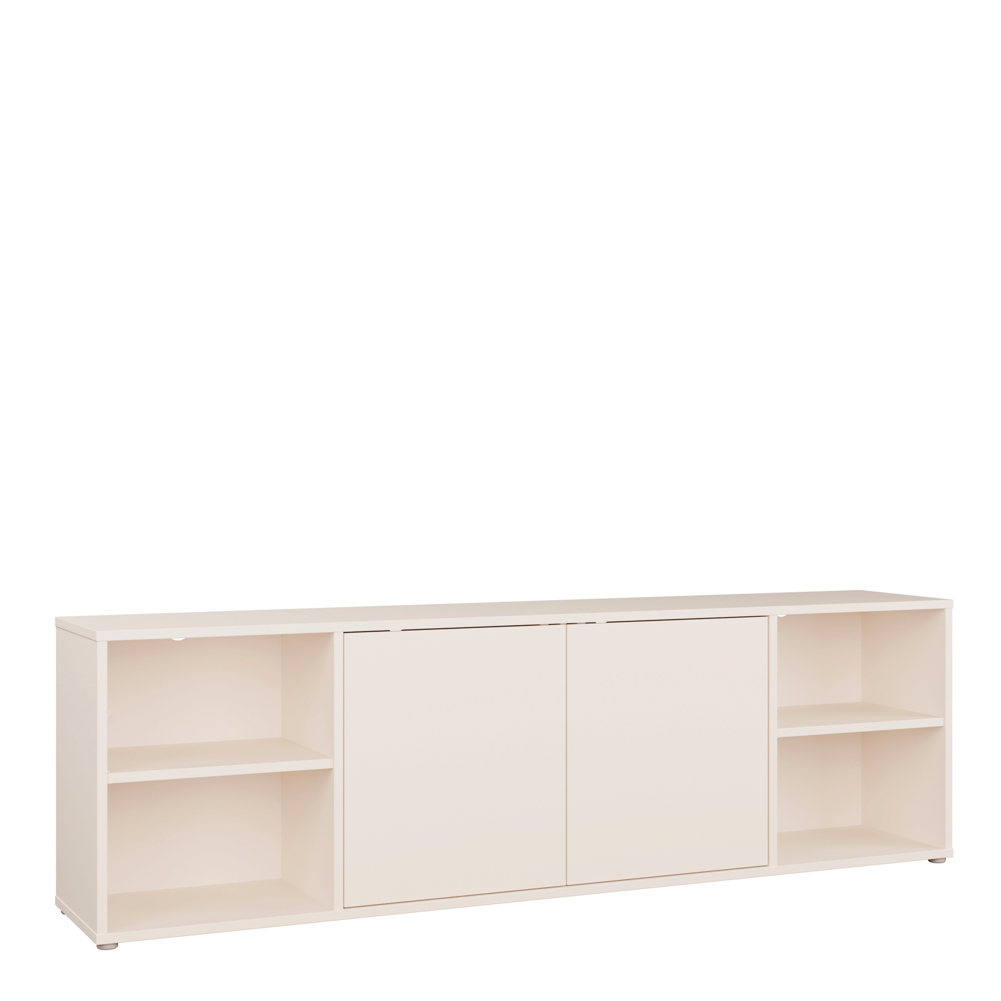 AVELINE Wide TV Unit Cabinet with 2 Push to Open Doors and 2 Open Shelves - Sand