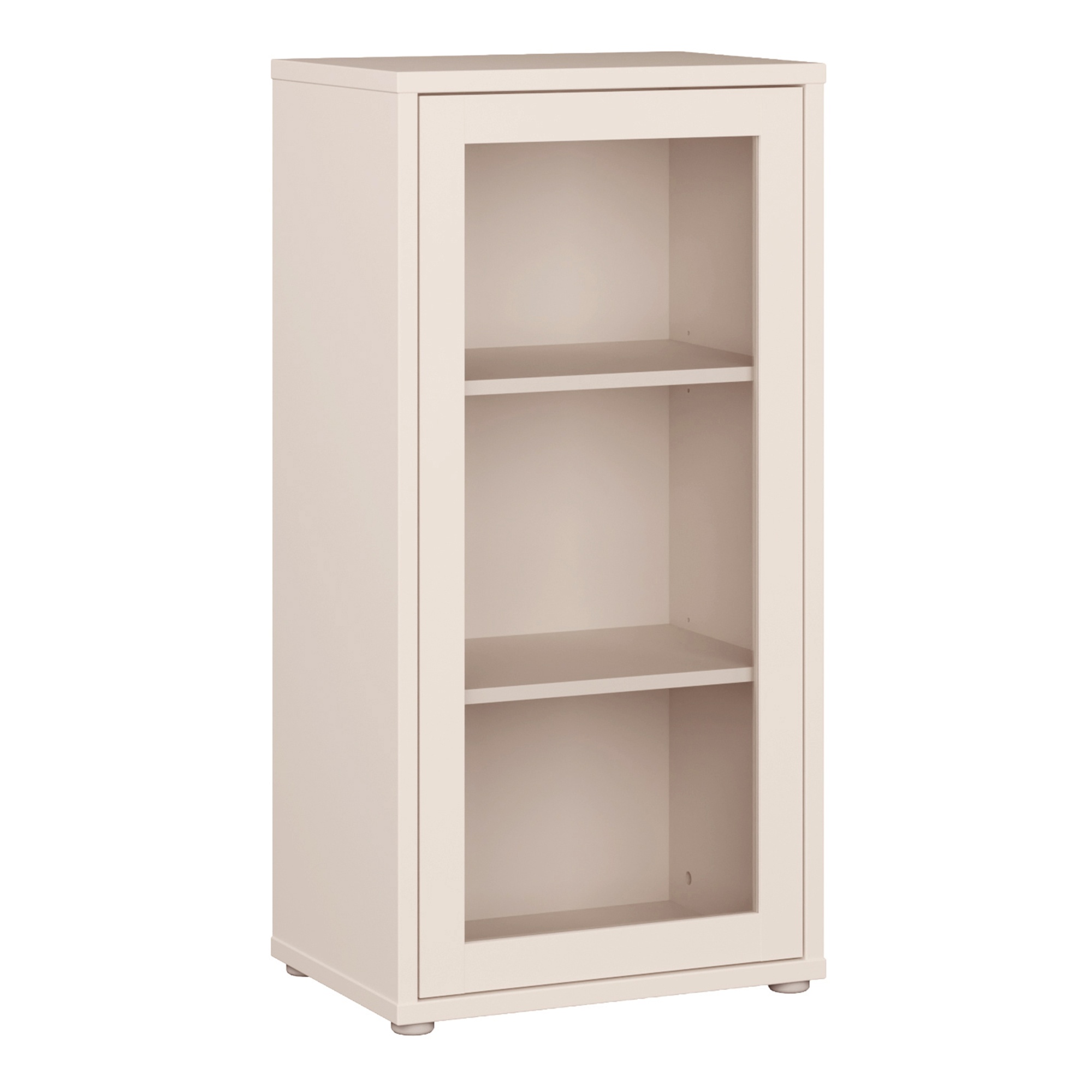 AVELINE Low Glass Fronted Display Cabinet with Push to Open Door - Sand