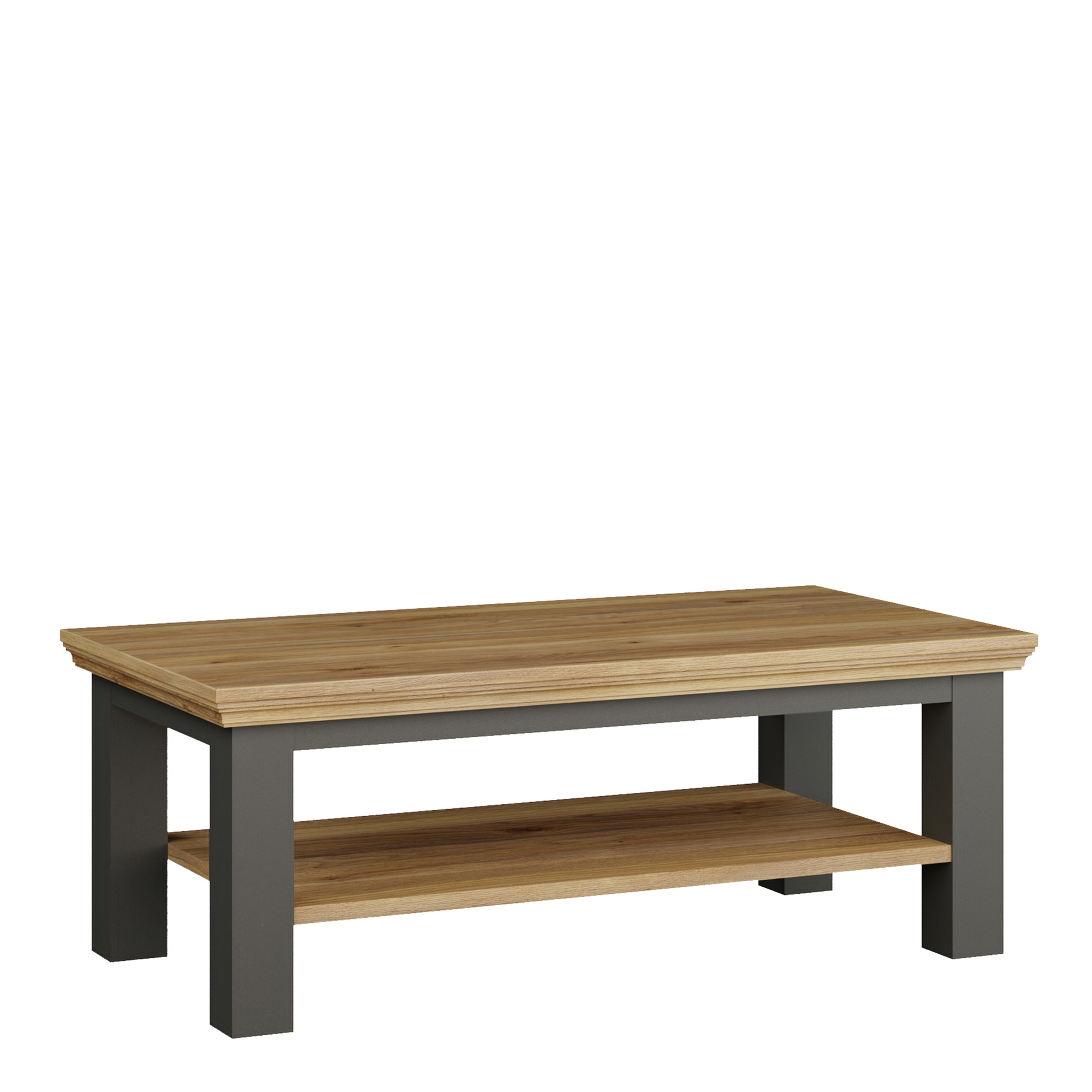 ELMRIDGE Large Rectangular Coffee Table with Shelf - Grey with Mauvella Oak