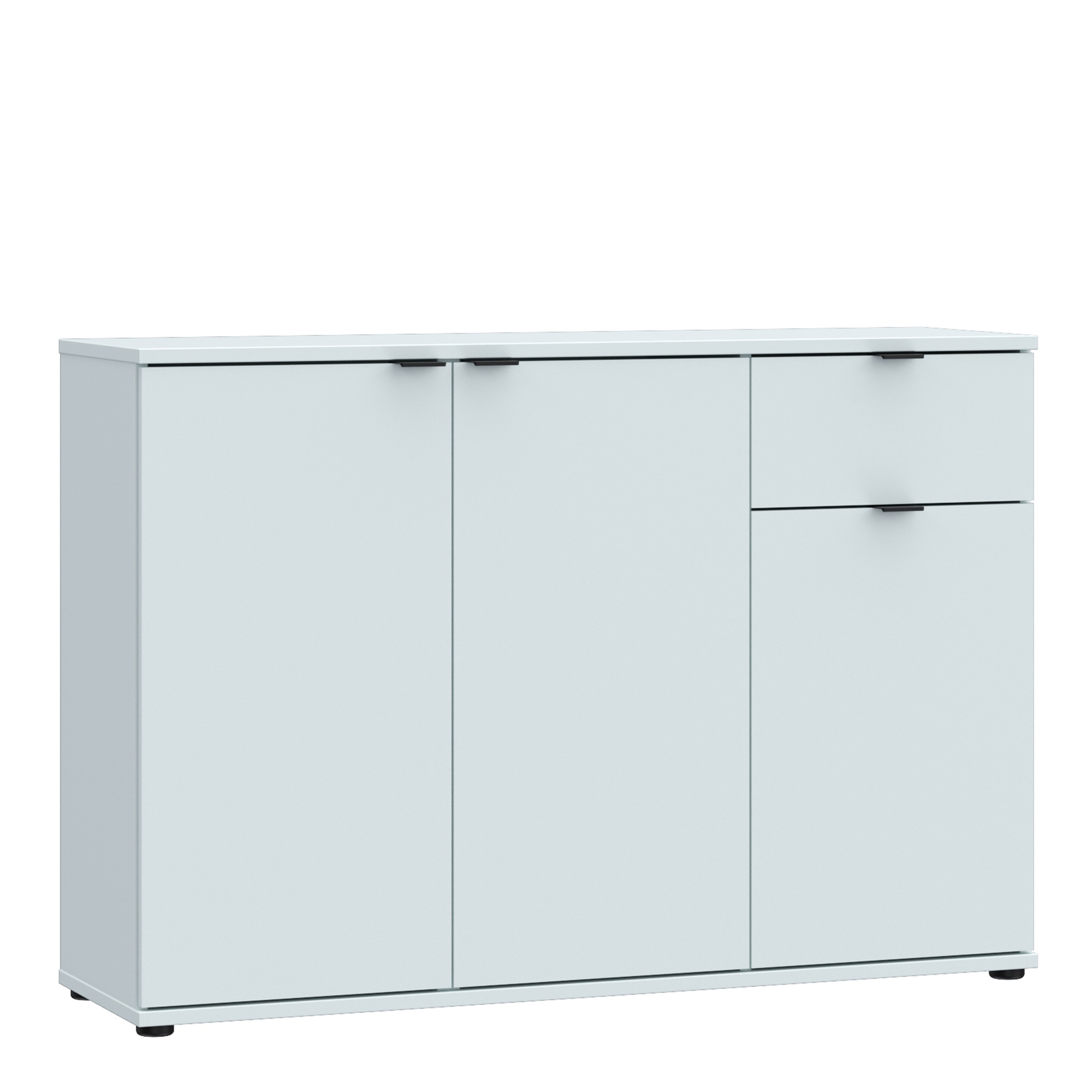 HELION Wide Sideboard Cupboard with 3 Doors and Drawer - Light Grey