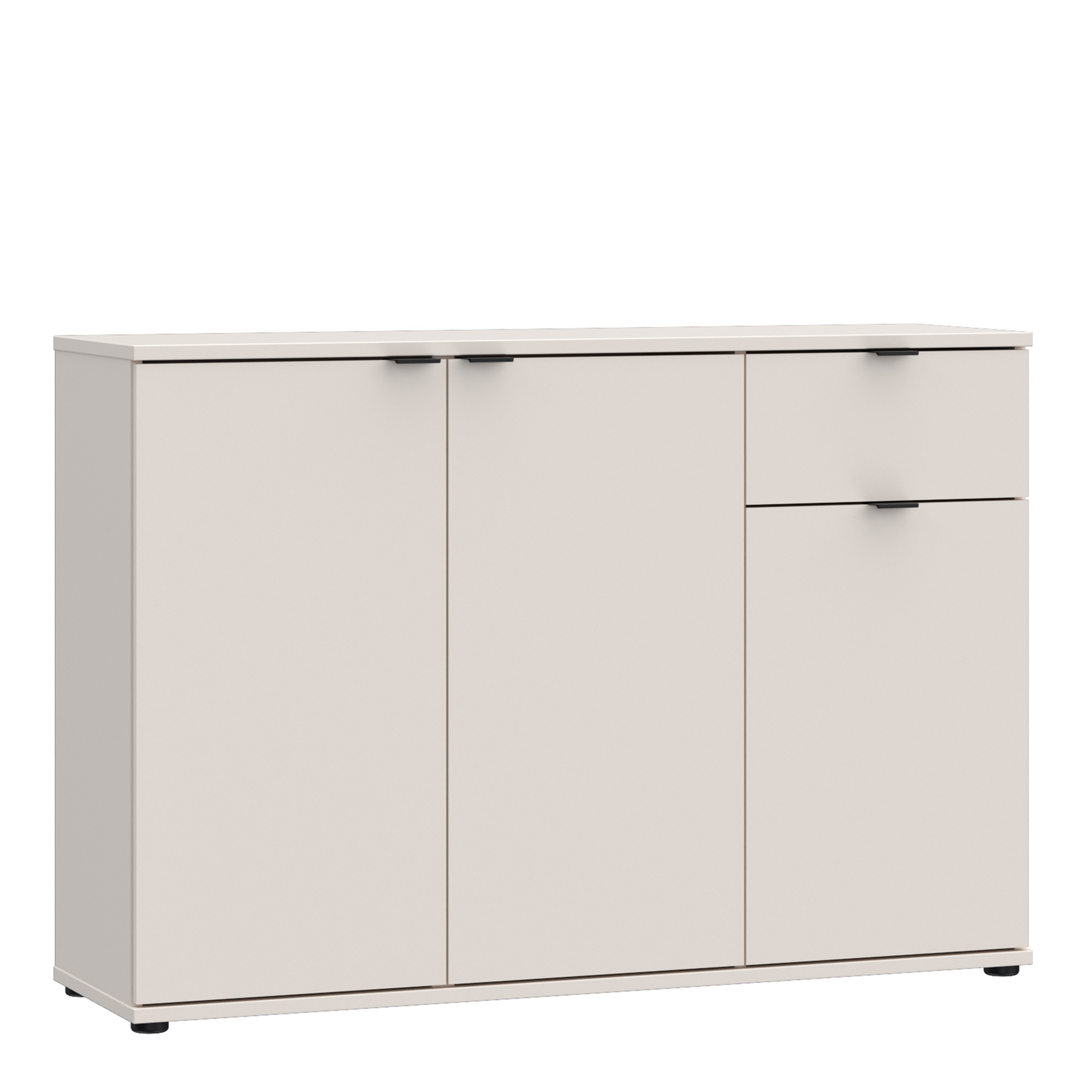HELION Wide Sideboard Cupboard with 3 Doors and Drawer - Sand