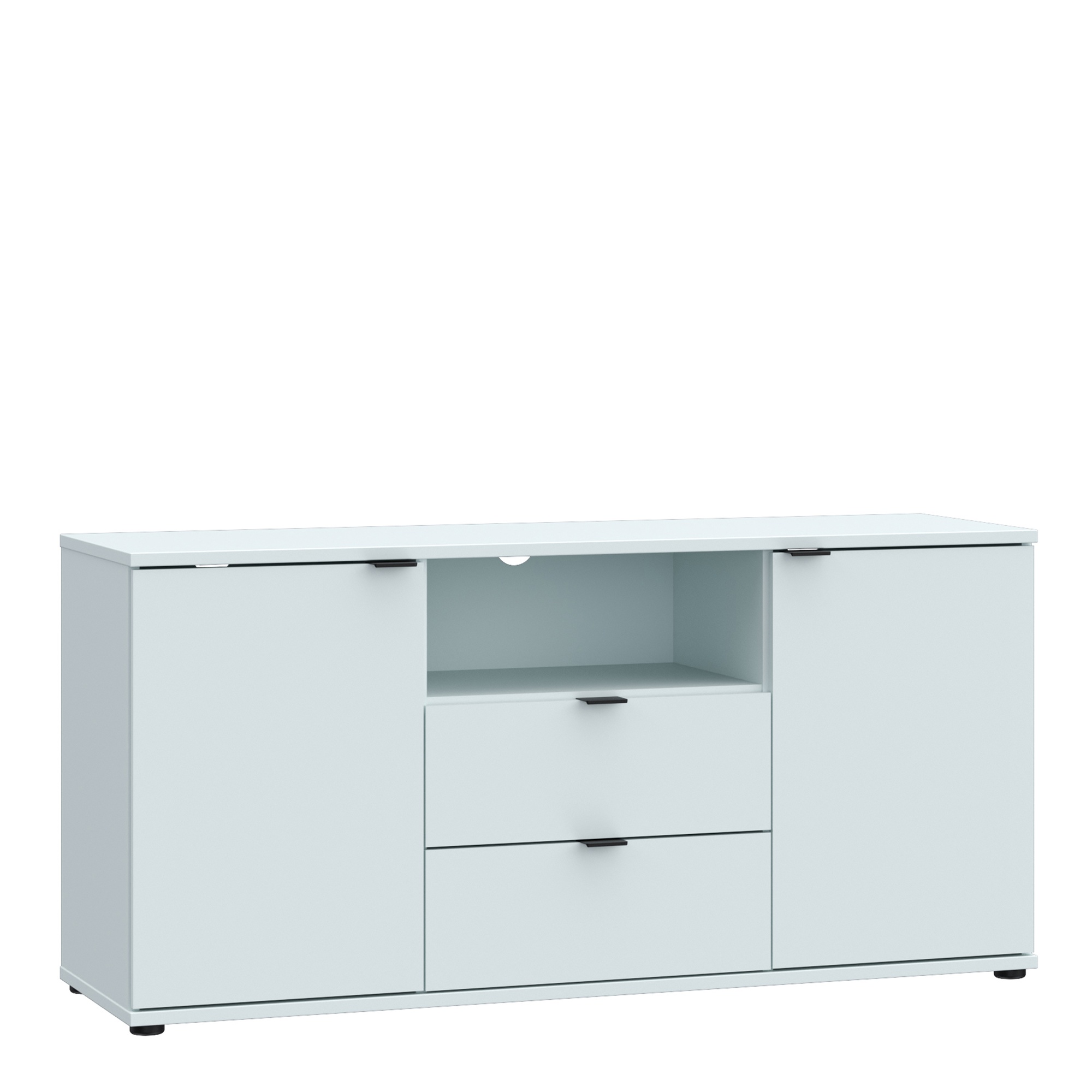 HELION TV Unit Cabinet with Open Shelf, Drawer and 2 Doors - Light Grey