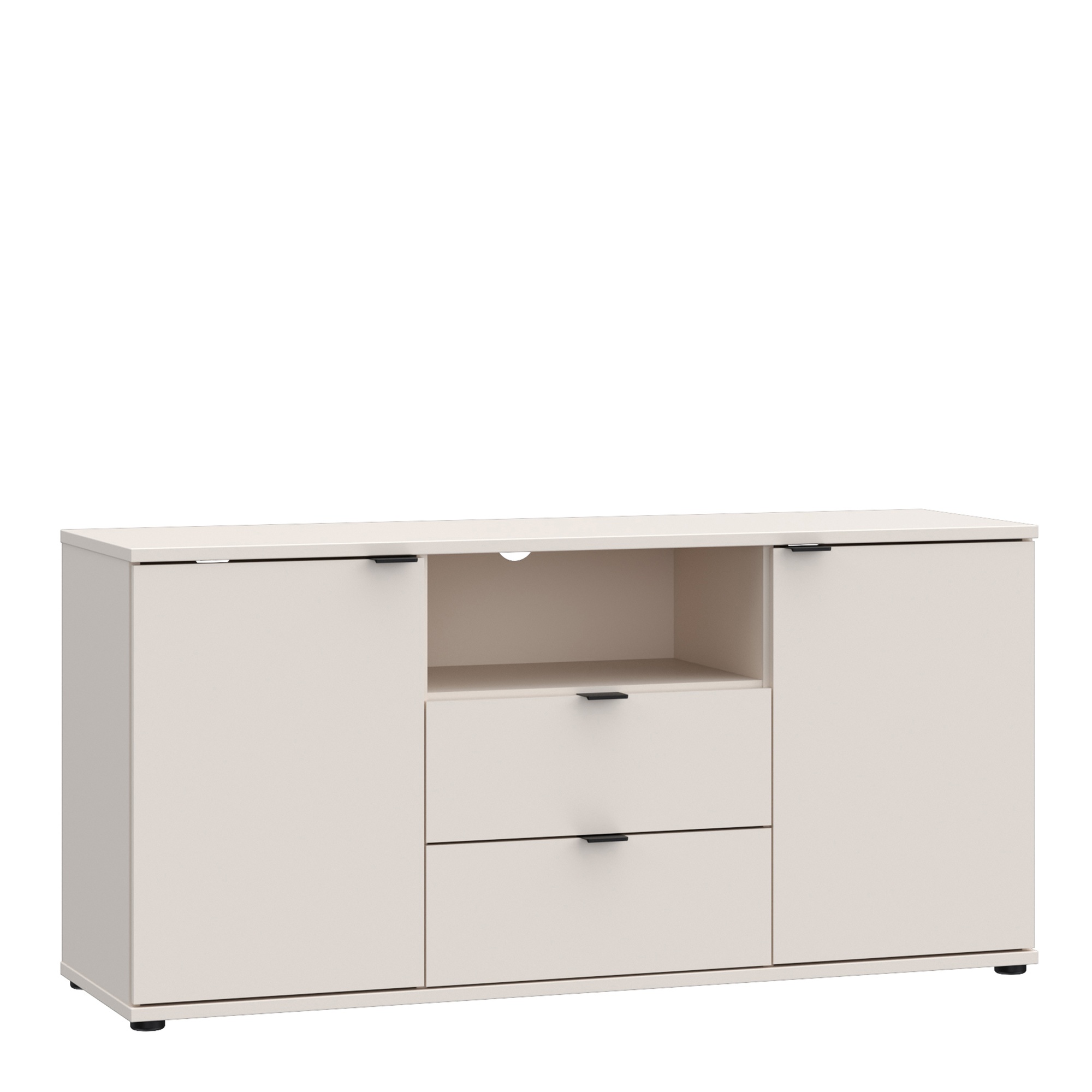 HELION TV Unit Cabinet with Open Shelf, 2 Drawers and 2 Doors - Sand