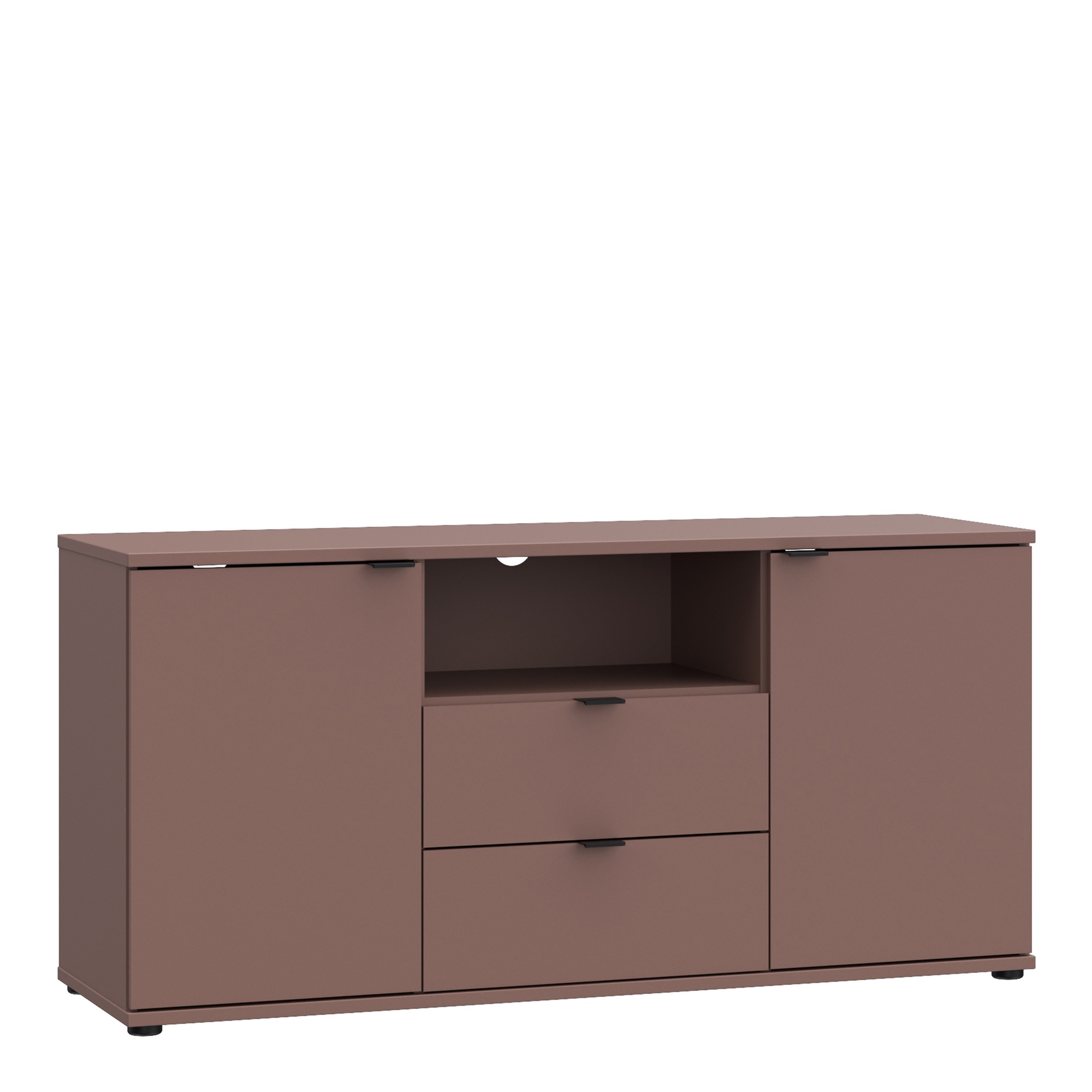 HELION TV Unit Cabinet with Open Shelf, 2 Drawers and 2 Doors - Terracotta