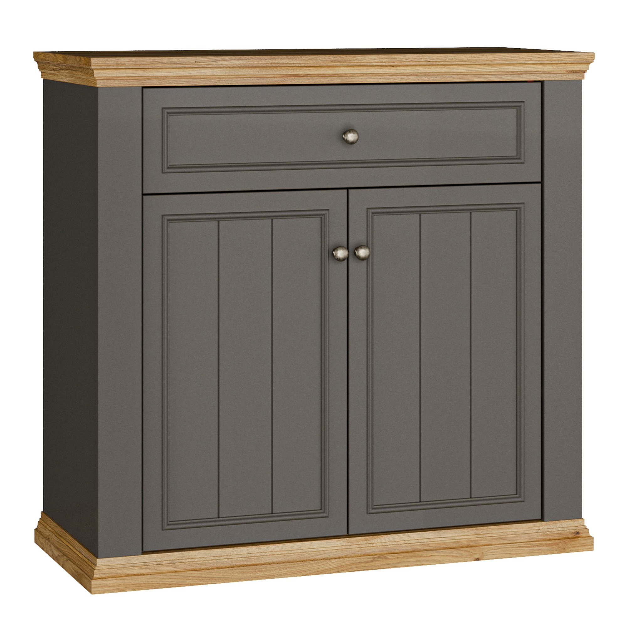 ELMRIDGE Small Sideboard with 2 Doors and 1 Drawer - Wolfram Grey with Mauvella Oak