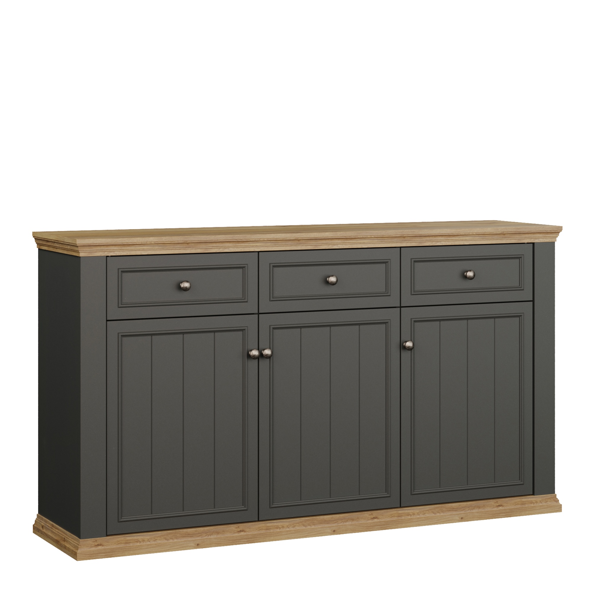 ELMRIDGE Sideboard with 3 Drawers and 3 Doors - Grey with Mauvella Oak