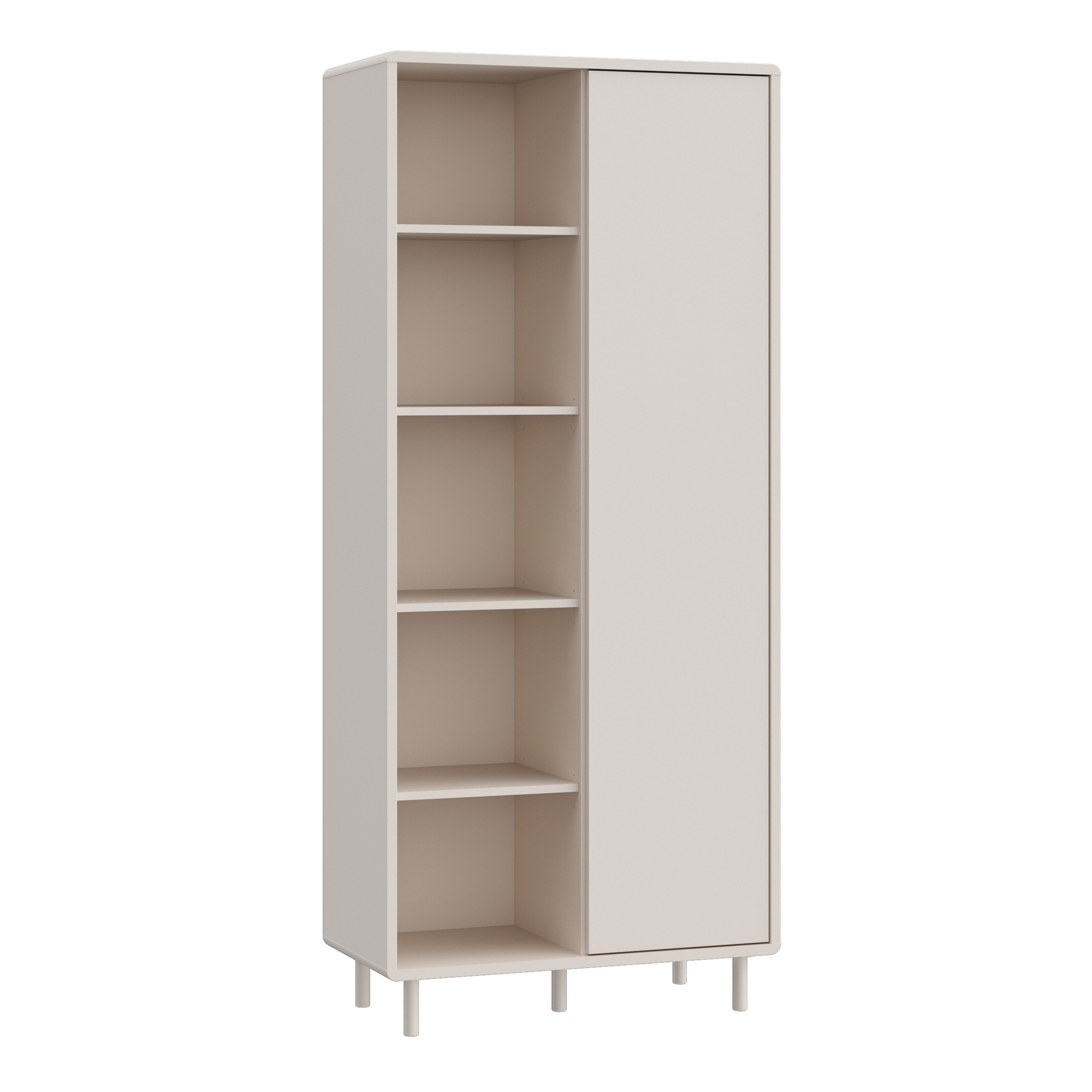 LUNAR Tall Display Storage Cabinet with Door and Open Shelving - Sand