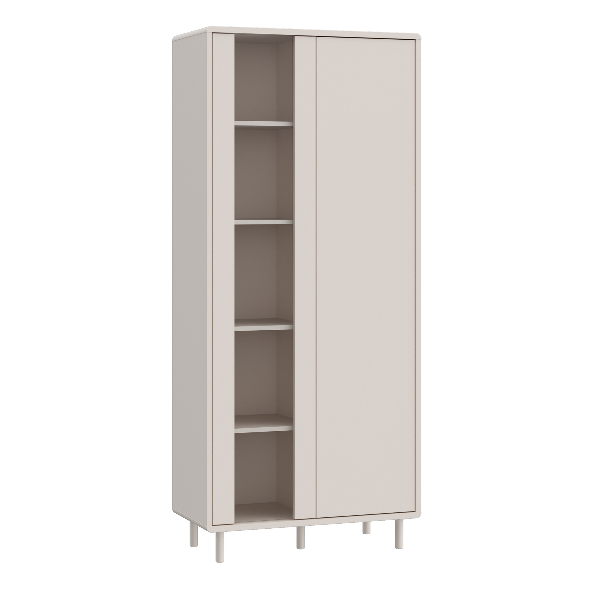 LUNAR Tall Display Storage Cabinet with Door and Concealed Open Shelving - Sand