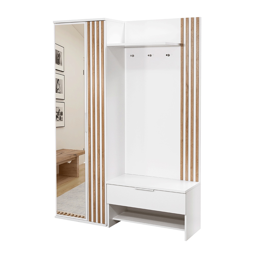 GILO Hallway Set - White with Oak Slats