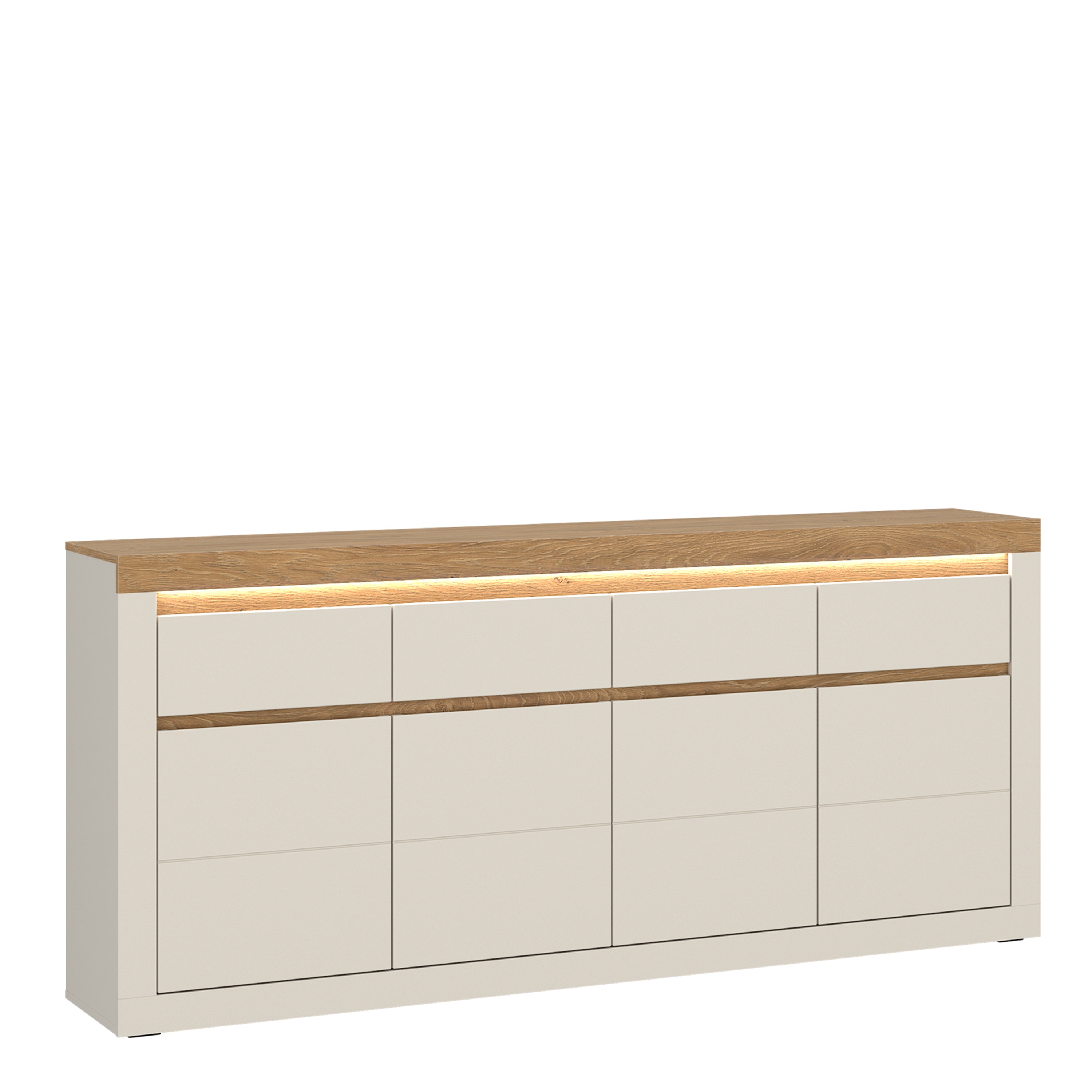 NAXTON Sideboard with 4 Doors and 4 Drawers - Cashmere with Stone Oak