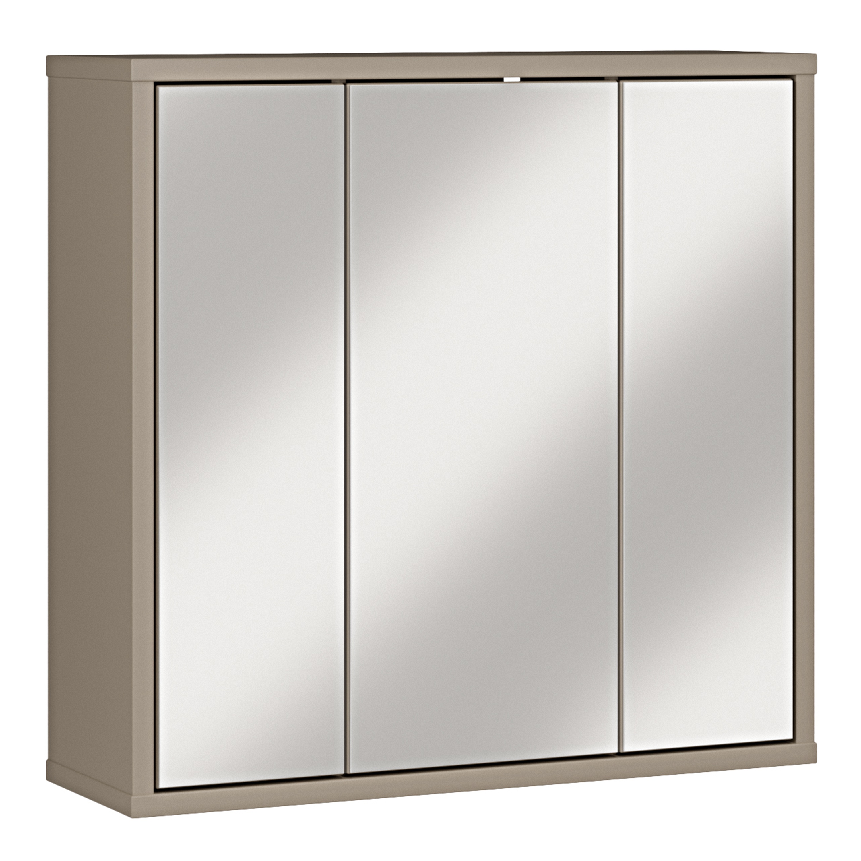 AVELINE Hanging Bathroom Mirror Cabinet with 3 Push to Open Doors - Taupe
