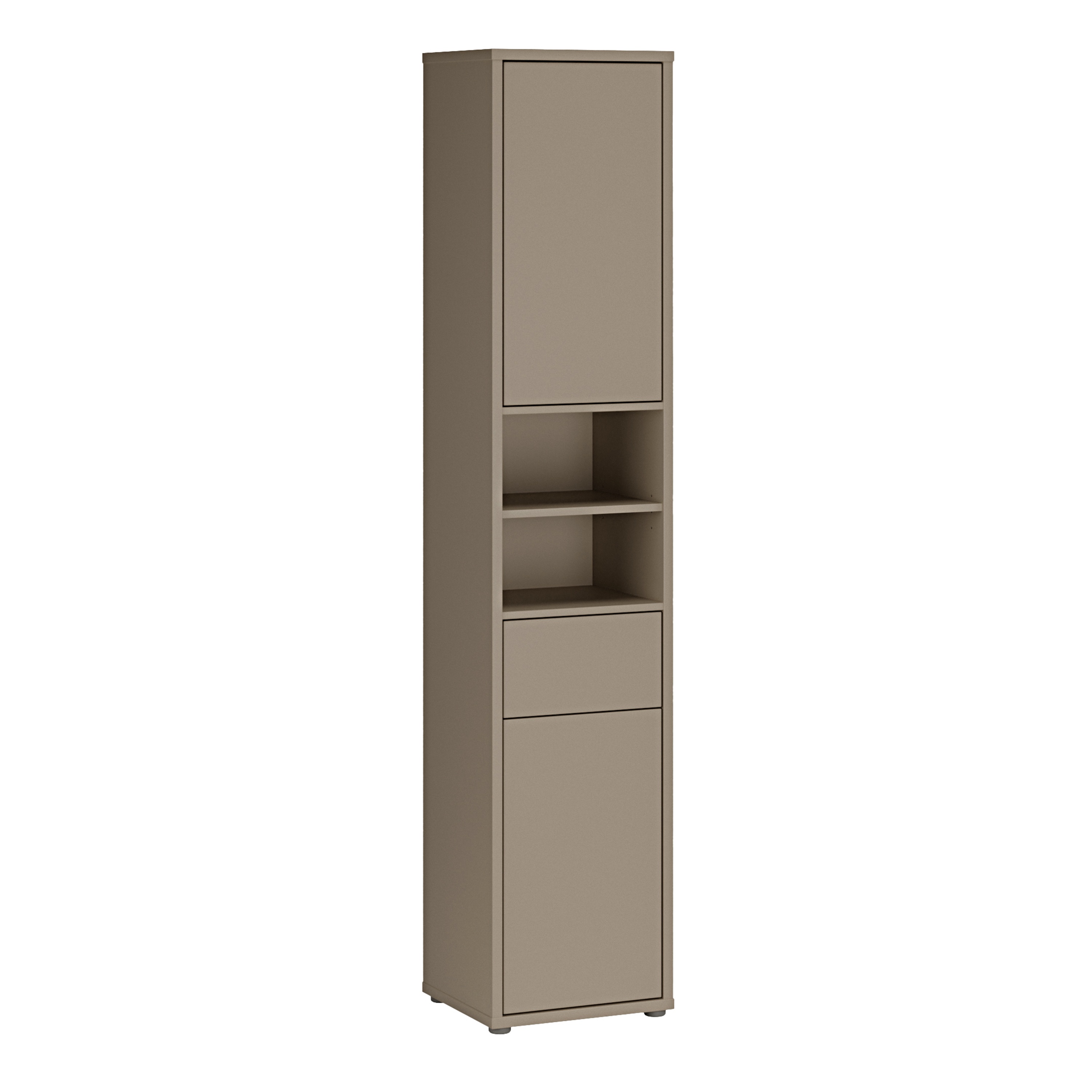 AVELINE Tall Narrow Bathroom Storage Cabinet with 2 Push to Open Doors and 1 Drawer - Taupe