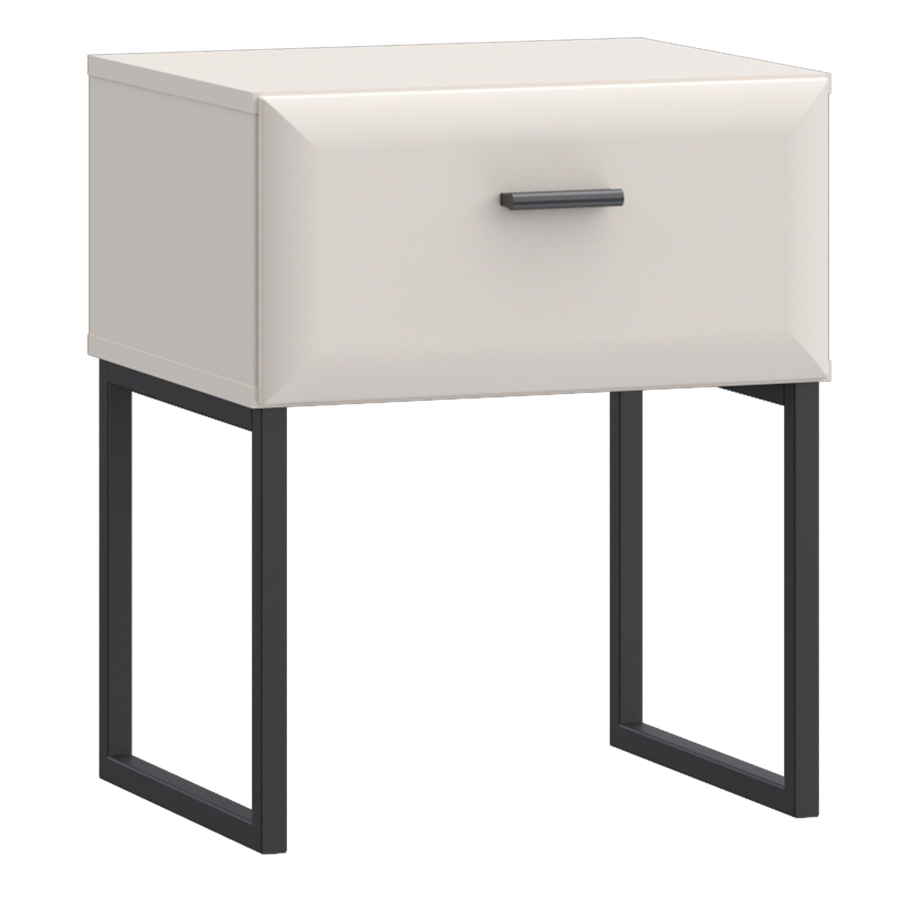 KAZORA Bedside Table with Drawer and Metal Legs - Sand