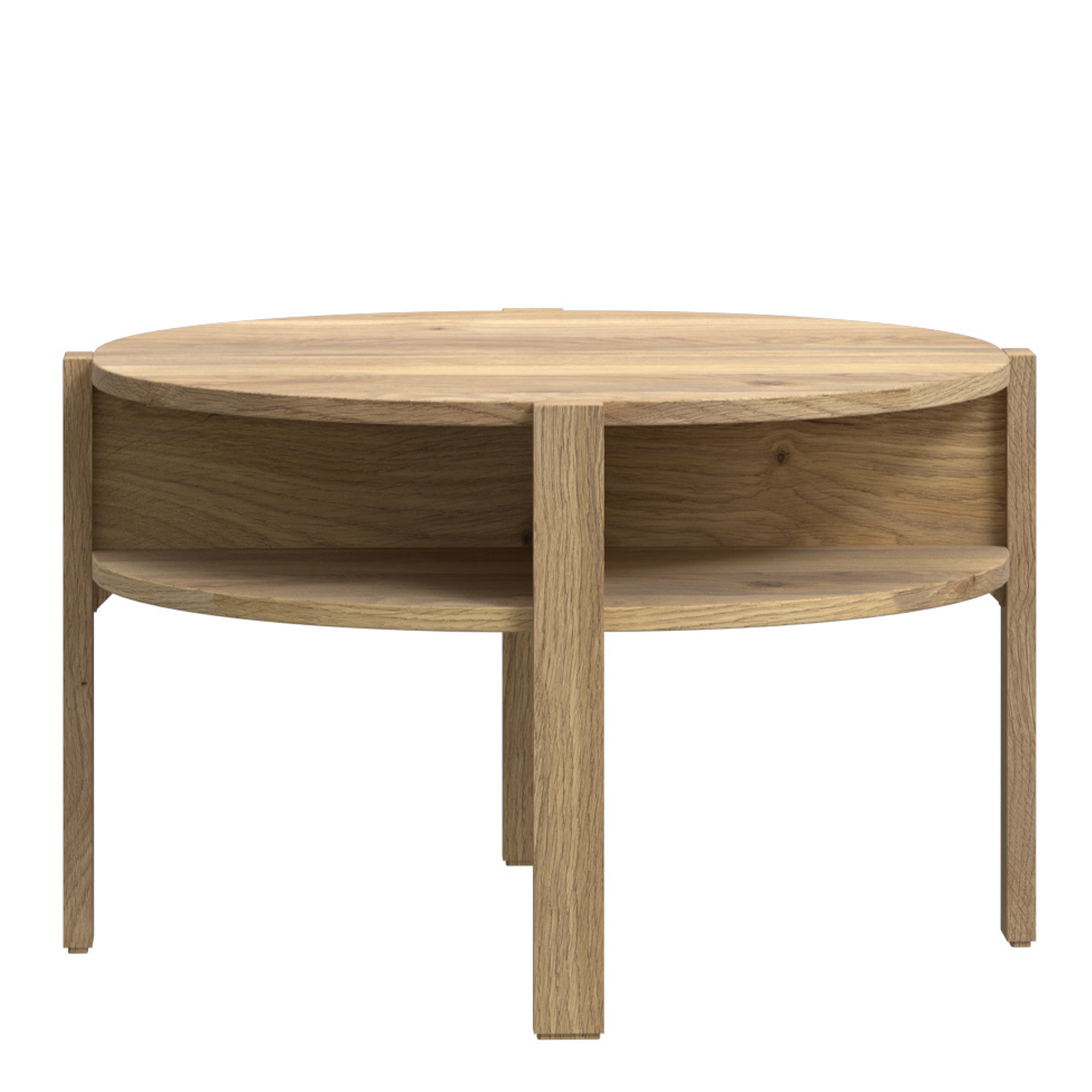 BAHARO Round Coffee Table with Open Shelf - Mauvella Oak