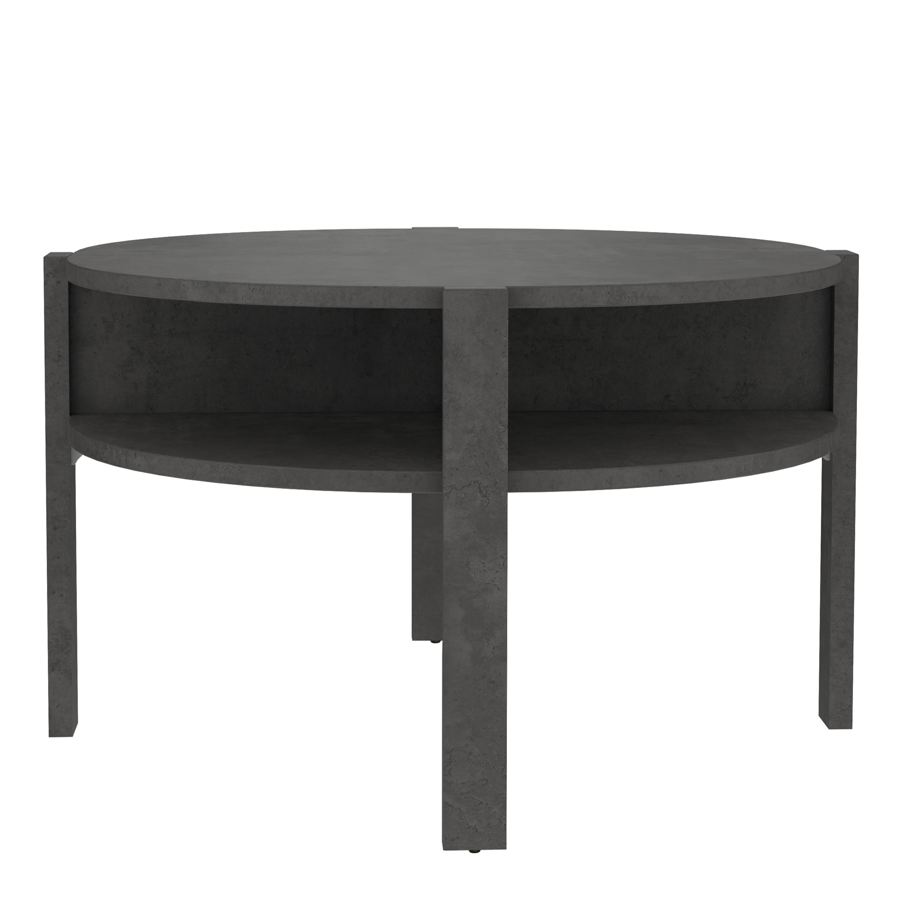 BAHARO Round Coffee Table with Open Shelf - Optic Dark Grey