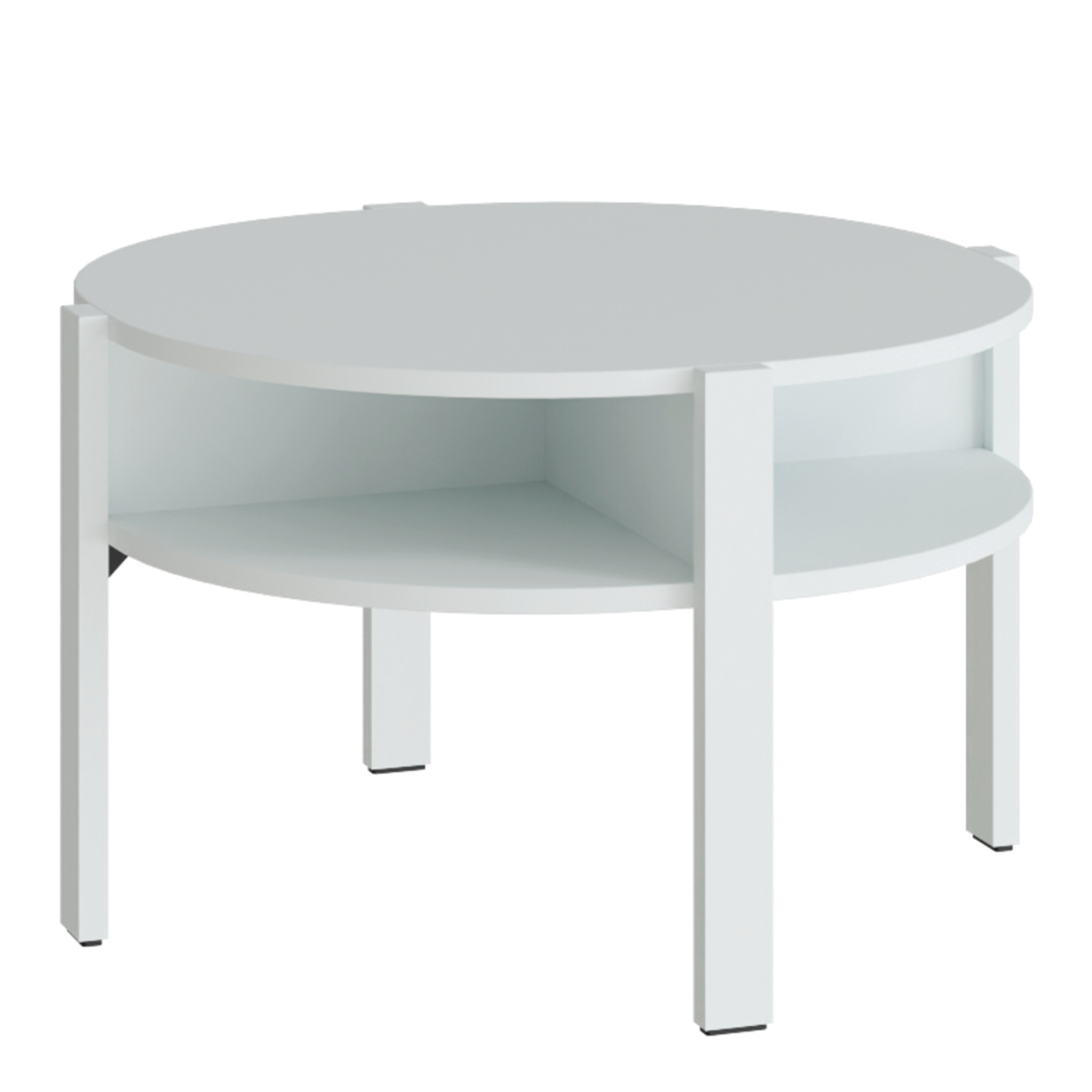 BAHARO Round Coffee Table with Open Shelf - Grey