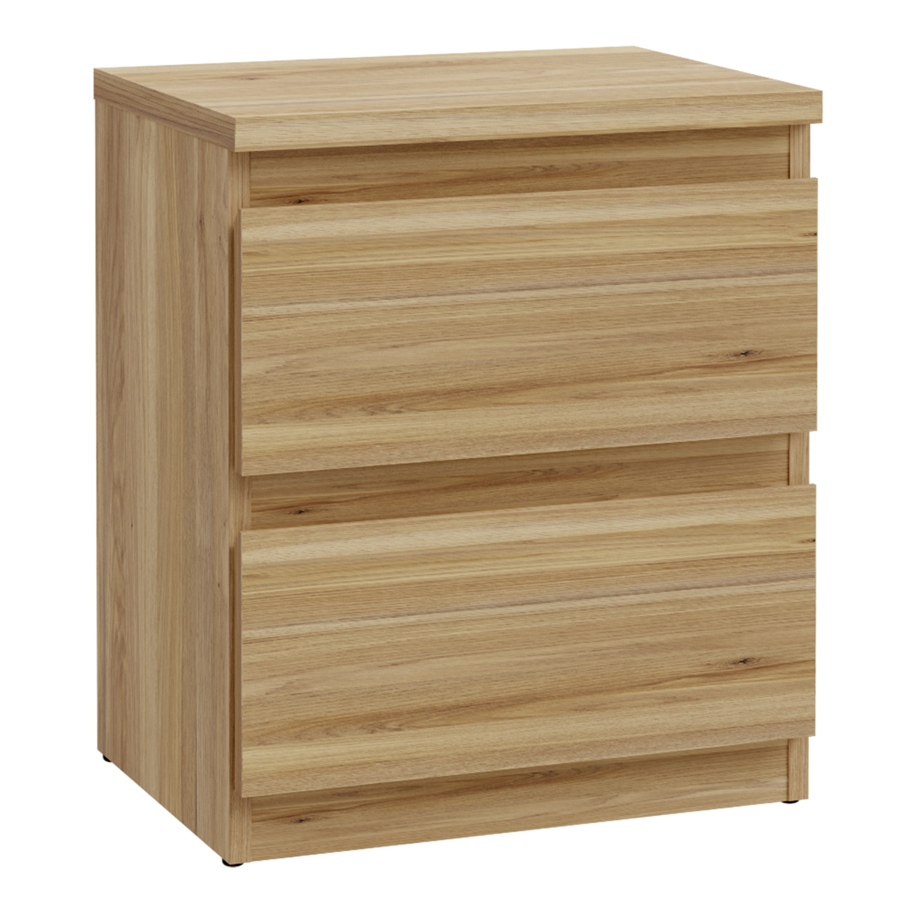 EDMONT Bedside Table with 3 Drawers - Mauvella Oak
