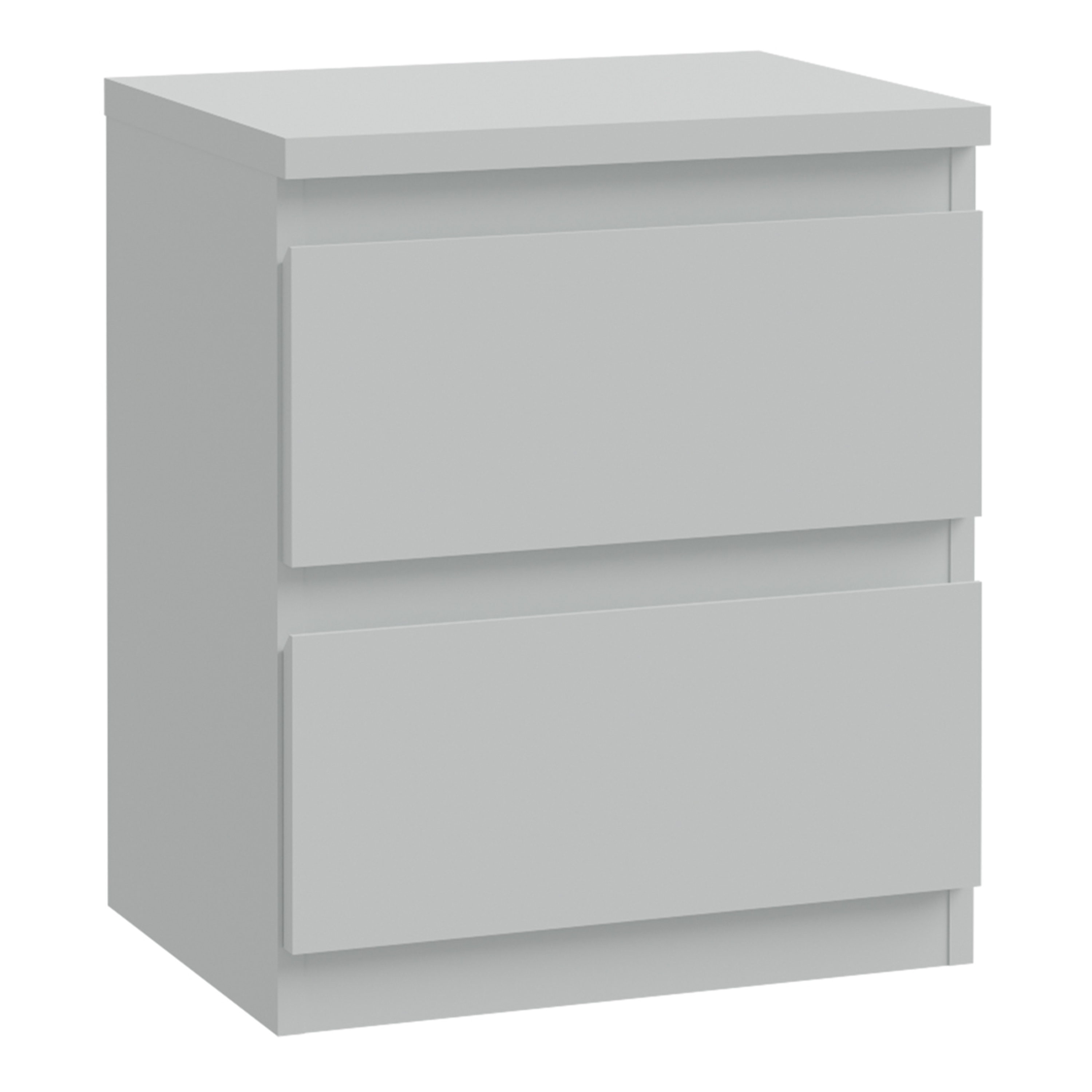 EDMONT Bedside Table with 2 Drawers - Light Grey