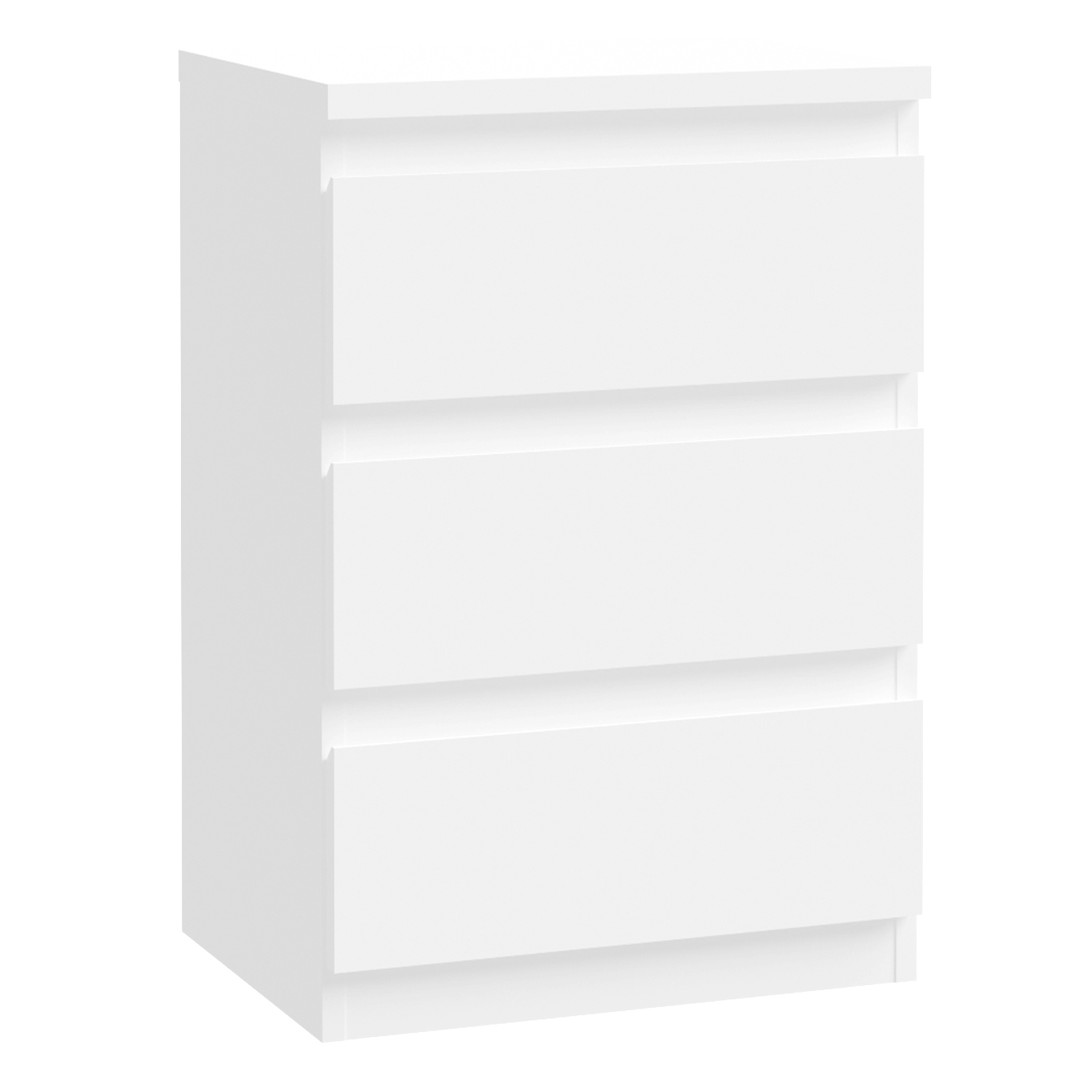 EDMONT Bedside Table with 3 Drawers - White