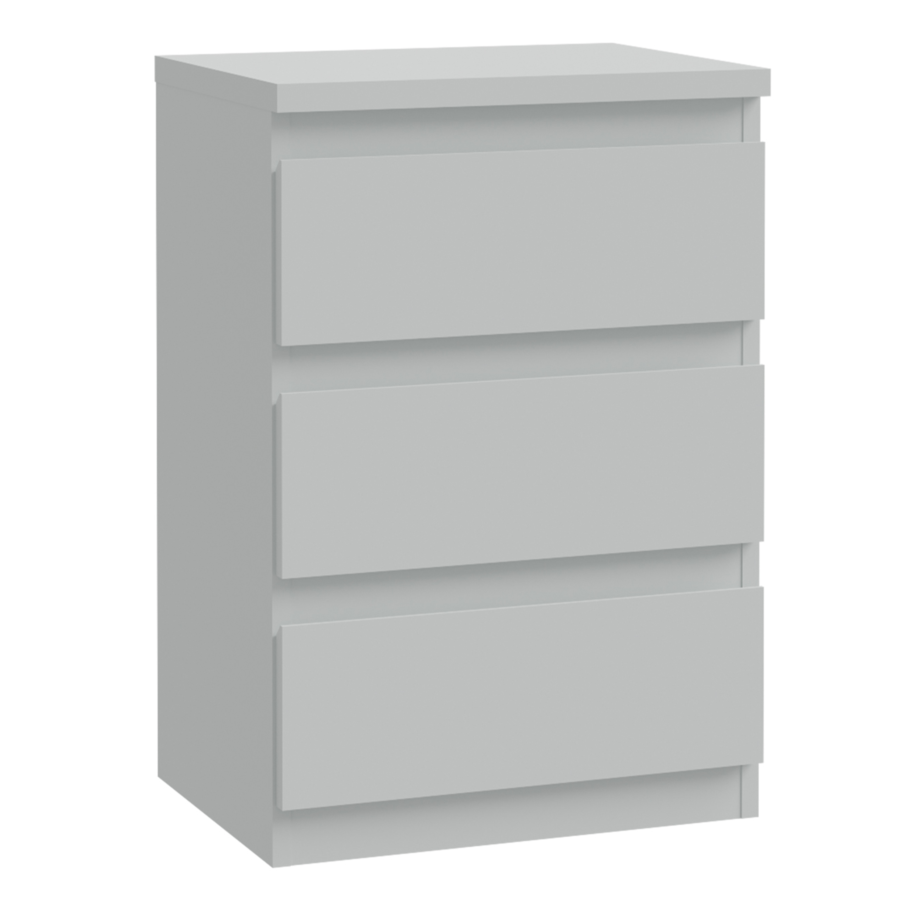 EDMONT Bedside Table with 3 Drawers - Light Grey
